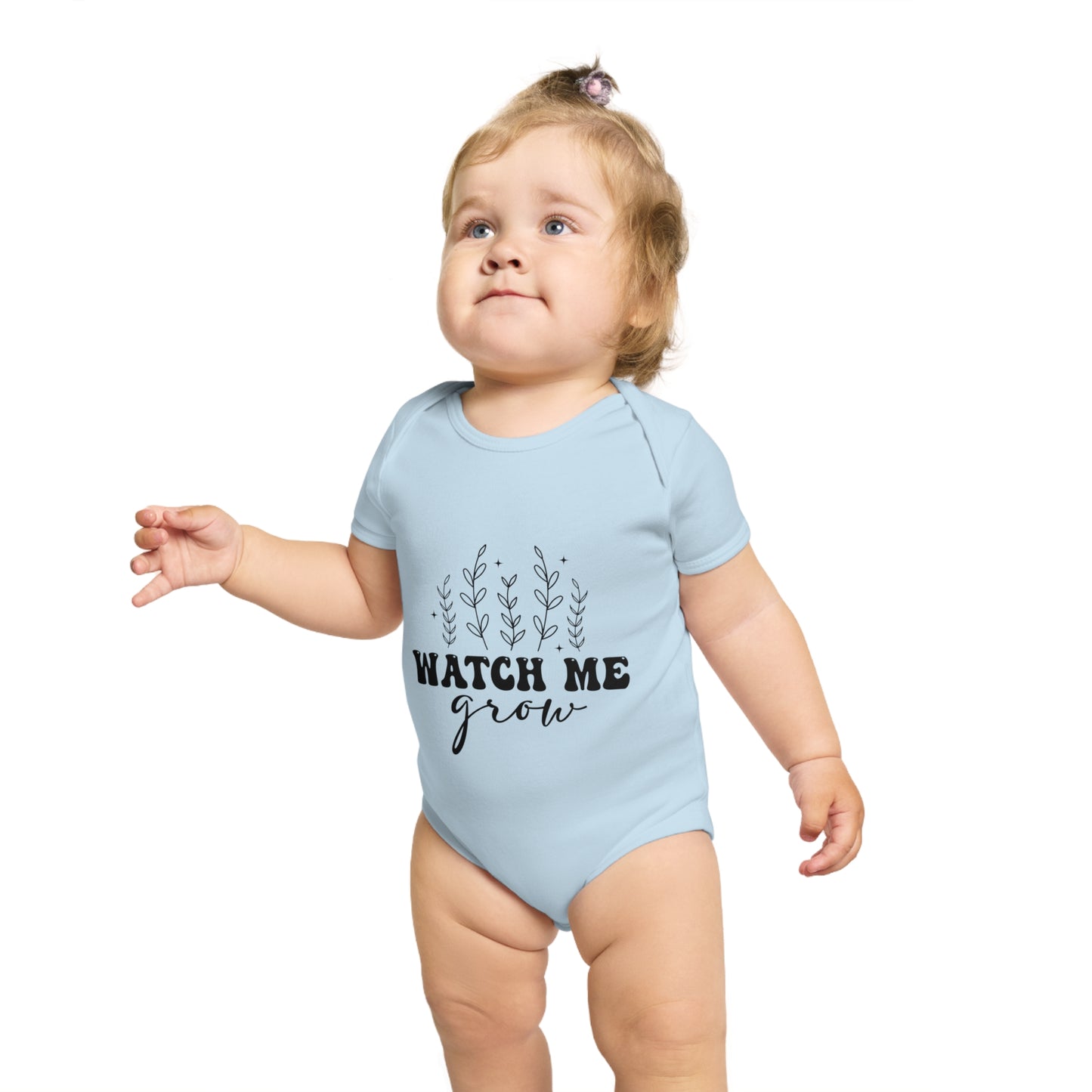 Cute 'Watch Me Grow' Short Sleeve Baby Bodysuit