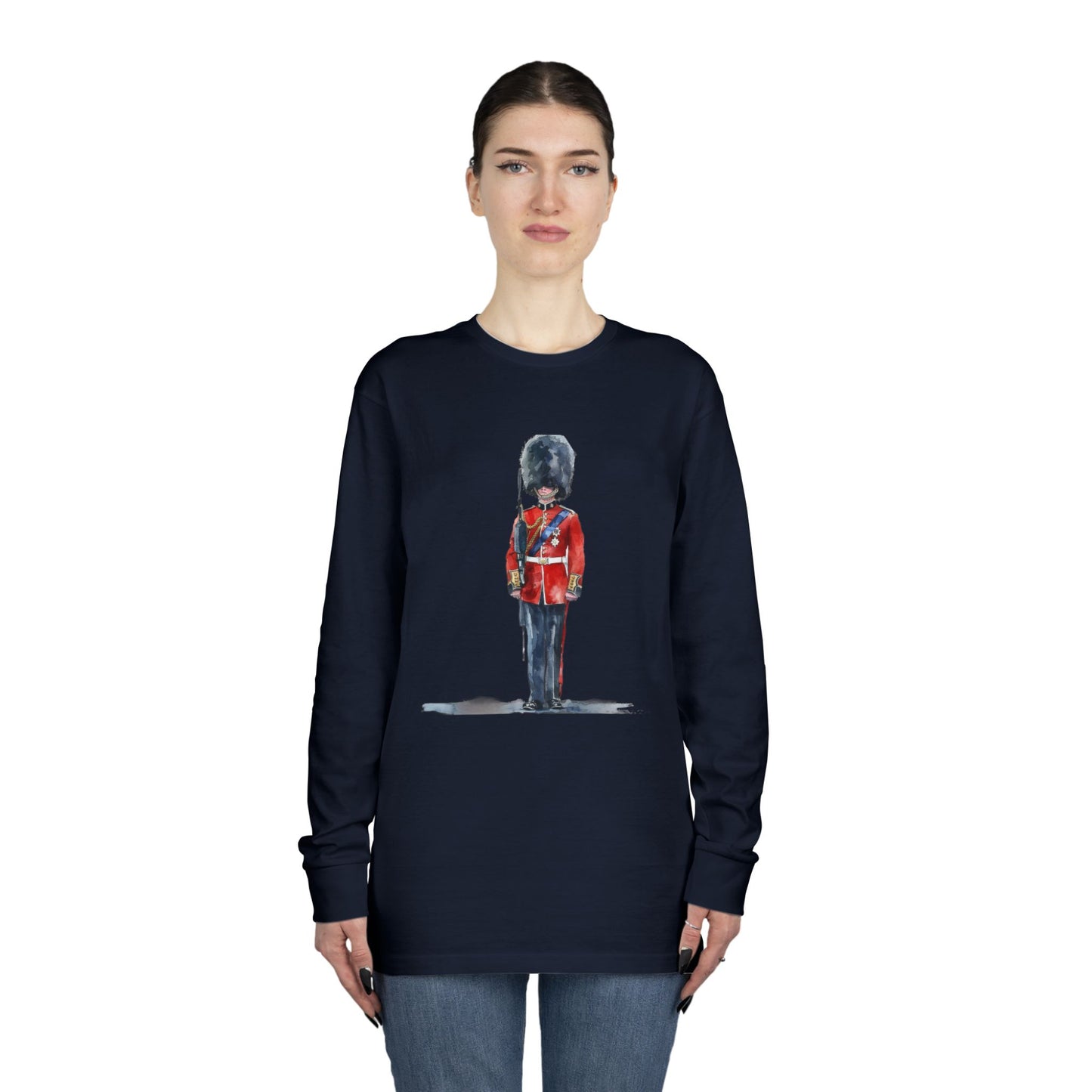 Long Sleeve Crewneck Tee - British Royal Guard - Iconic Symbol of Tradition and Honor
