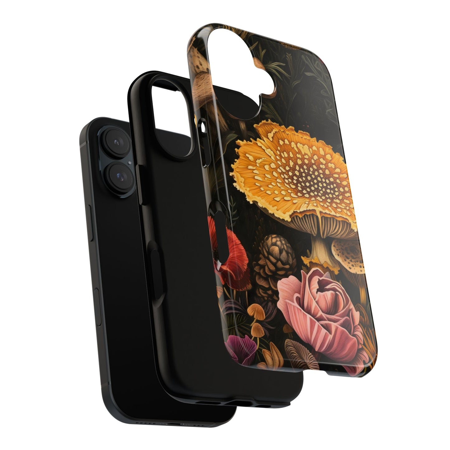 Floral Mushroom Phone Case, Tough Cases, Eco-Friendly, Nature Lover Gift, Floral Phone Cover, Stylish Phone Accessories