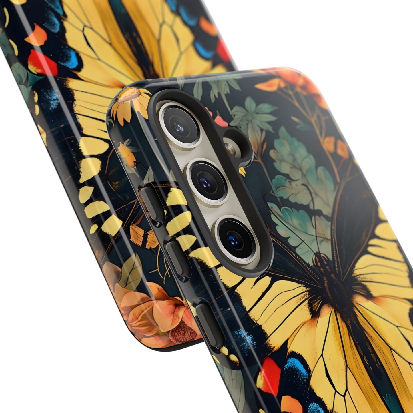 Butterfly Floral Phone Case, Art-inspire Tough Case, Gift for Nature Lovers, Butterfly Pattern Cover, Eco-Friendly Mobile Accessory