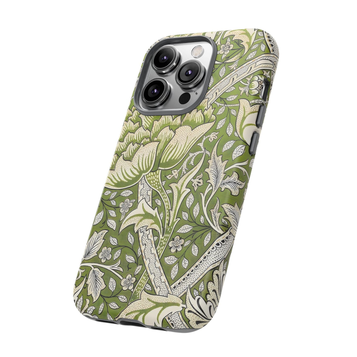 Stylish Phone Case with Floral Design, Durable Protective Cover for iPhone, Unique Gift for Birthdays, Mother's Day, Green Aesthetic
