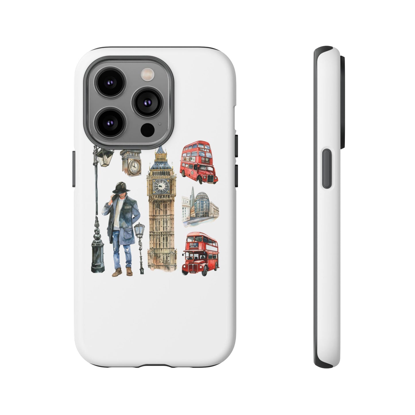 London Iconic Design Phone Case, Tough Cases, Gift for Travelers, London Souvenir, London Icons, Red Bus Phone Case