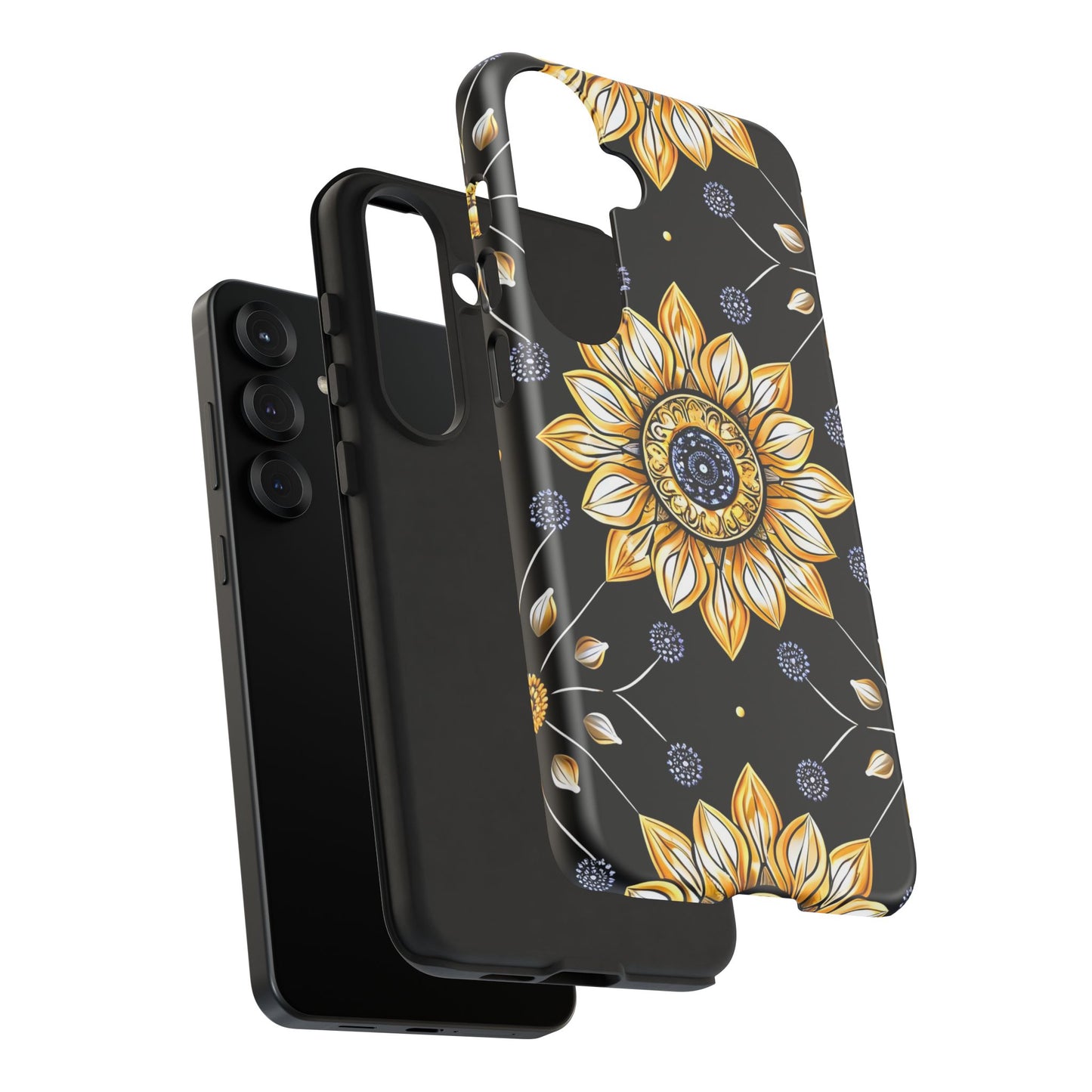 Floral Phone Case with Mandala Design, Tough Cases for iPhone & Samsung, Boho Style, Gift for Her, Unique Accessories