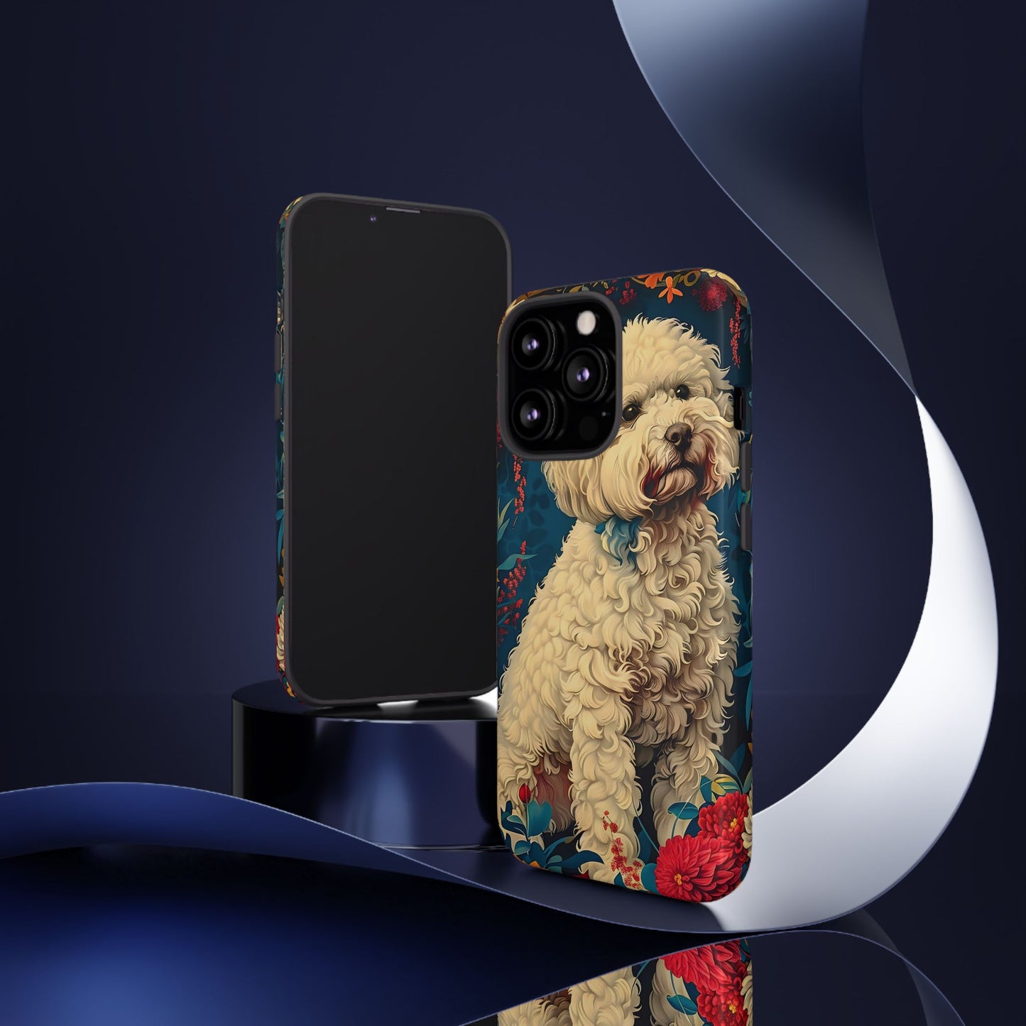 Cute Dog Phone Case, Pet Lover Gift, Floral Design Tough Case, Custom Dog Art, Birthday Gift for Dog Owners, Unique Phone Accessories