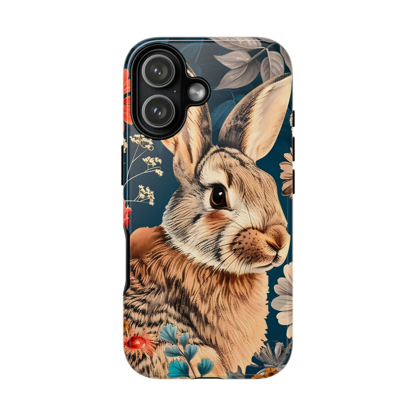 Floral Rabbit Phone Case, Cute Phone Cover, Tough Cases for Animal Lovers, Unique Gift for Birthdays, Nature-Themed Accessories