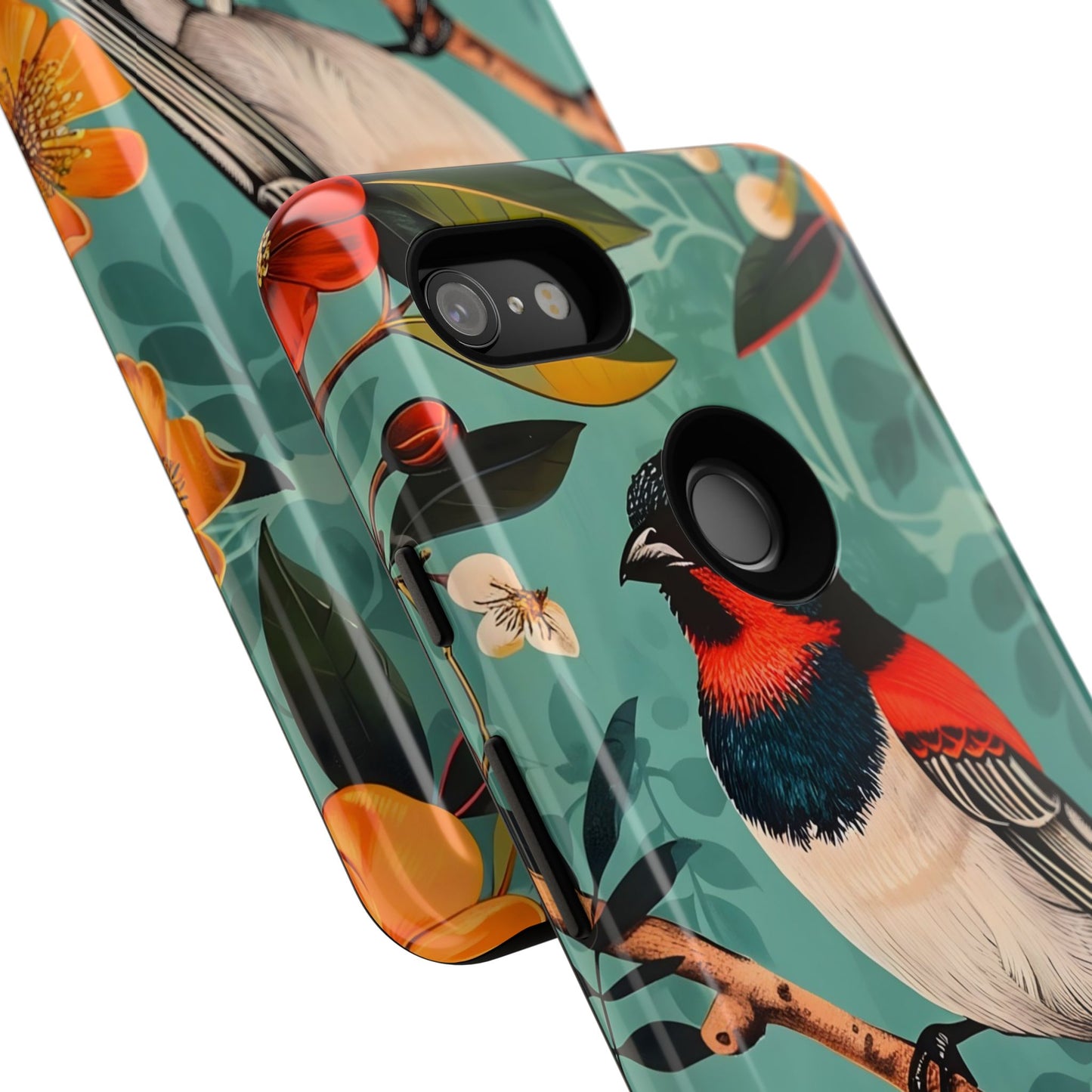 Tough Cases - Floral Bird Phone Case, Colorful Phone Cover, Nature Lover's Gift, Stylish Phone Accessory, Unique Gift Idea