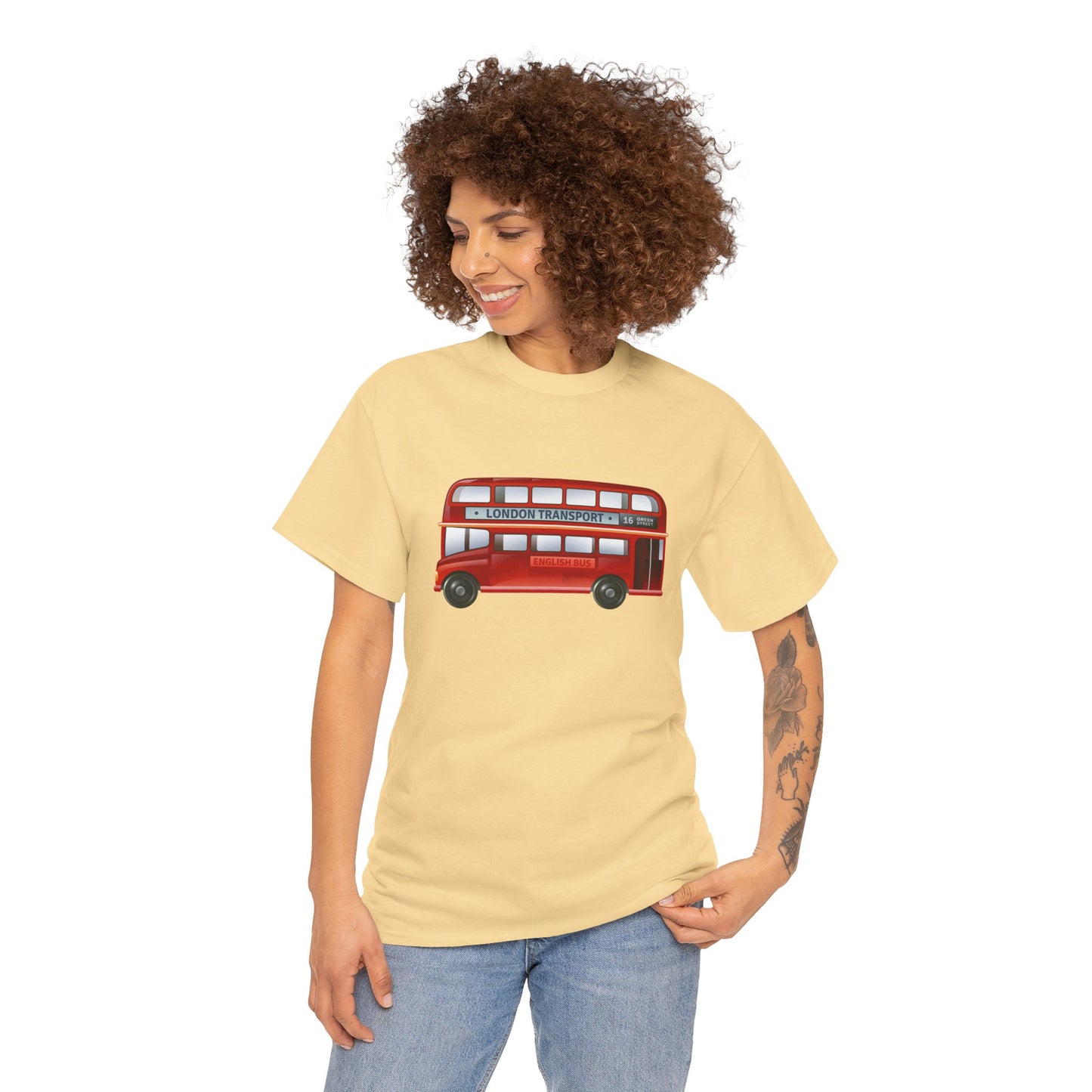 Unisex Heavy Cotton Tee - London Iconic Transport English Bus