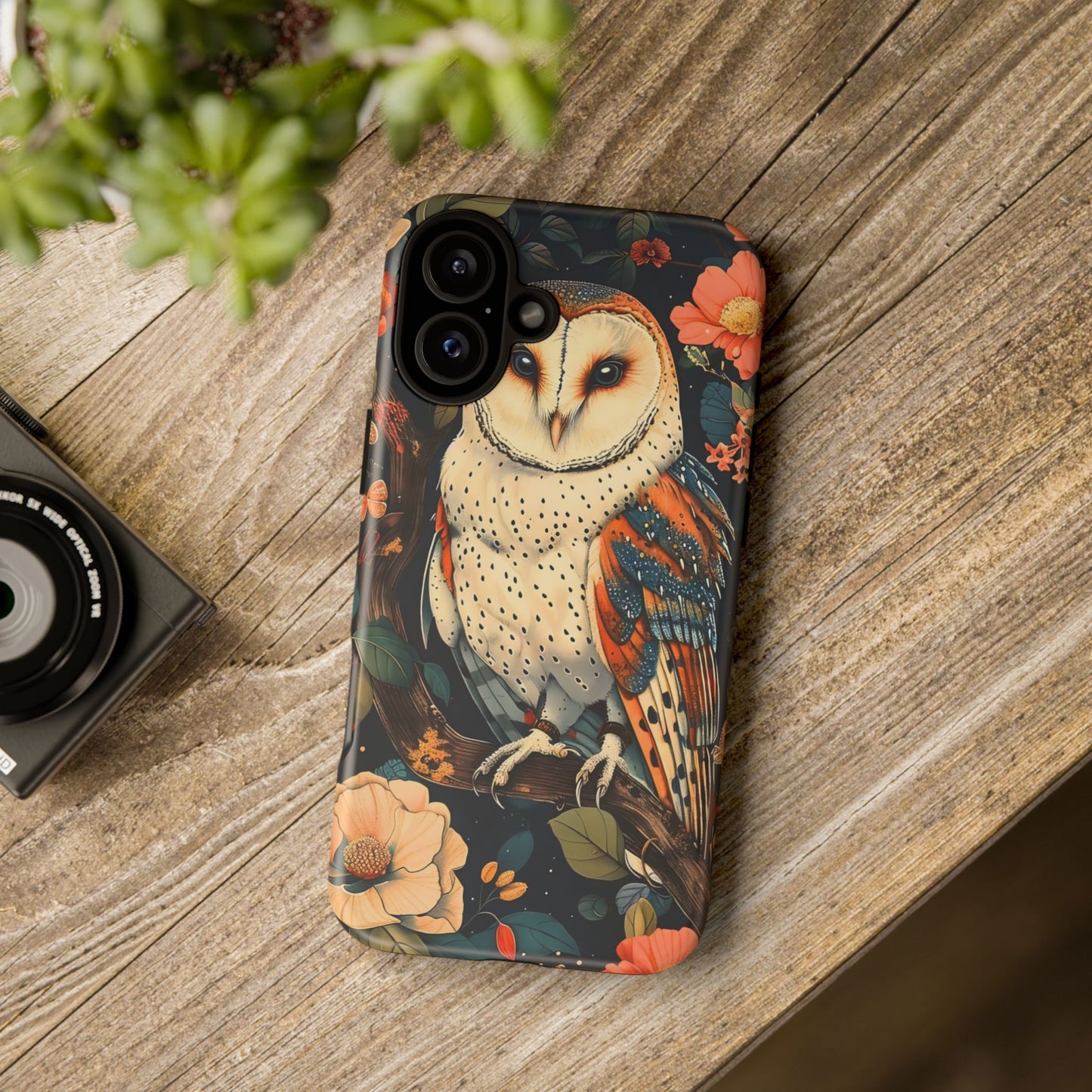 Owl Floral Phone Case - Tough Cases, Nature Lover Gift, Cute Protection, Floral Design, Bird Aesthetic, Animal Lover