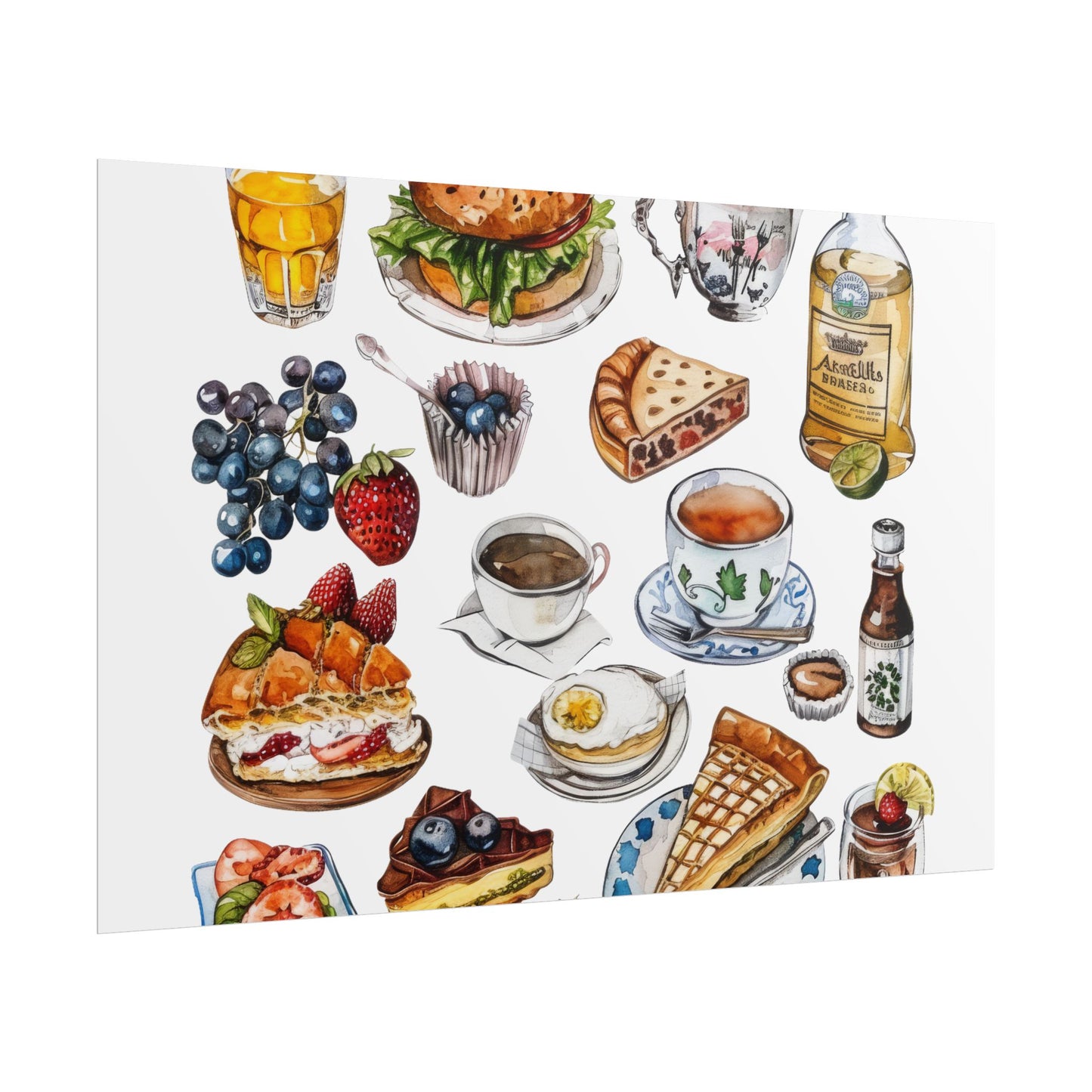Foodie Wall Art Print, Kitchen Decor, Gourmet Food Poster, Culinary Art for Food Lovers, Cafe Aesthetic Home Decor