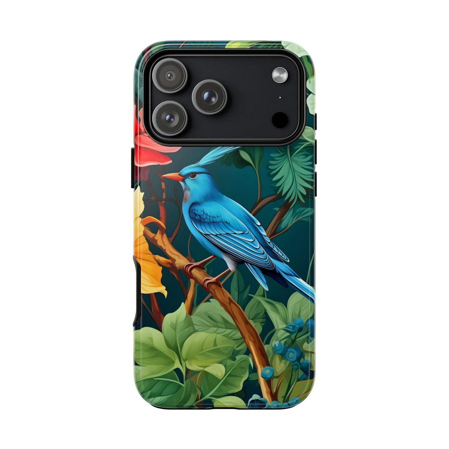 Tough Cases - Vibrant Bird Phone Case, Floral Design, Nature Lover, Unique Gift, Stylish Protection, Phone Accessories