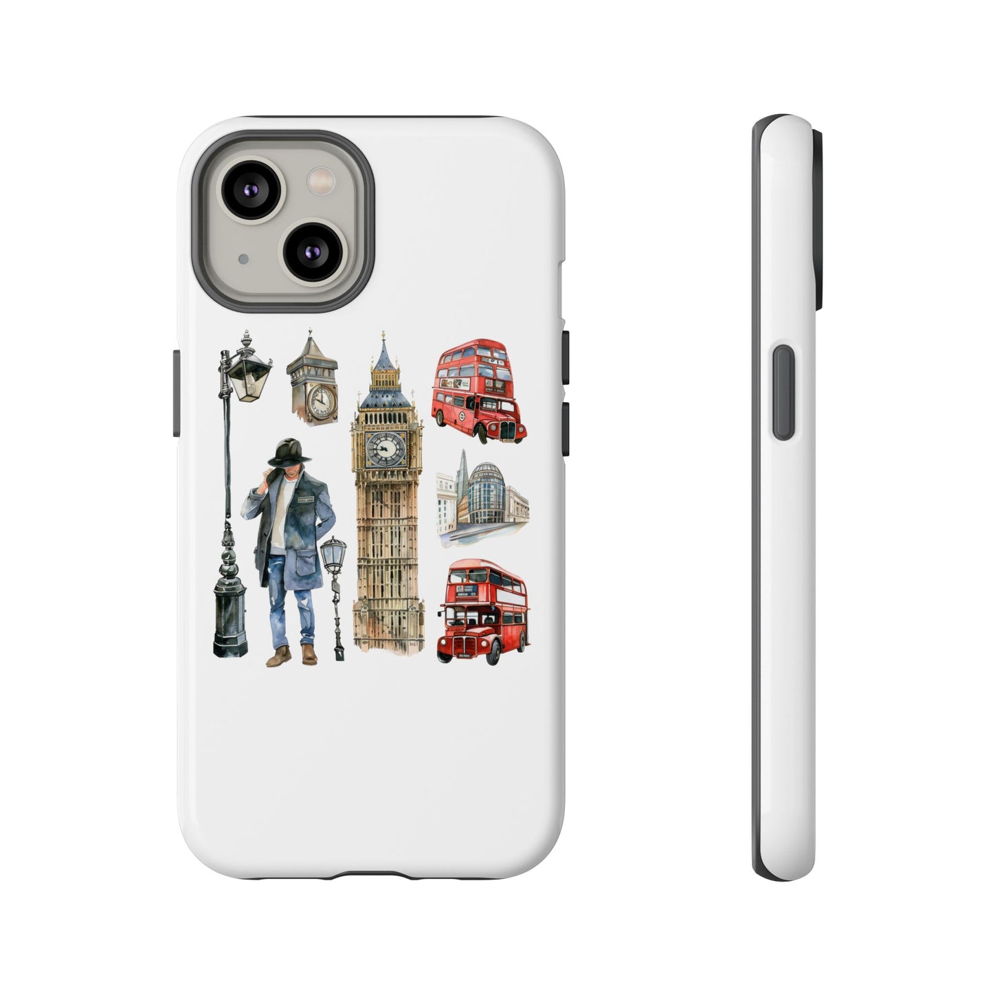 London Iconic Design Phone Case, Tough Cases, Gift for Travelers, London Souvenir, London Icons, Red Bus Phone Case
