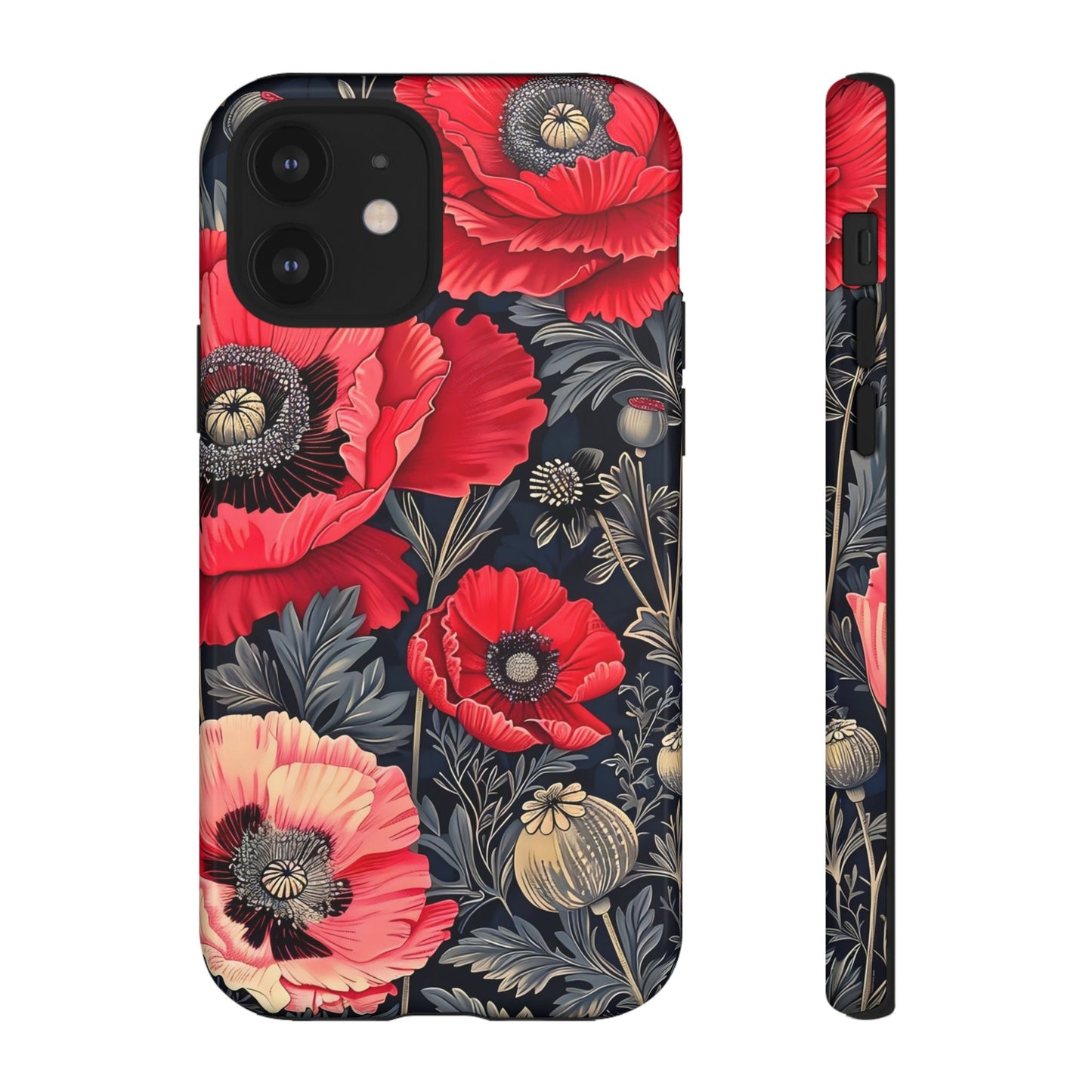 Floral Phone Case with Artistic Poppies, Tough Cases, Flower Design, Nature Lover Gift, Customizable Mobile Cover, Stylish Phone Accessories