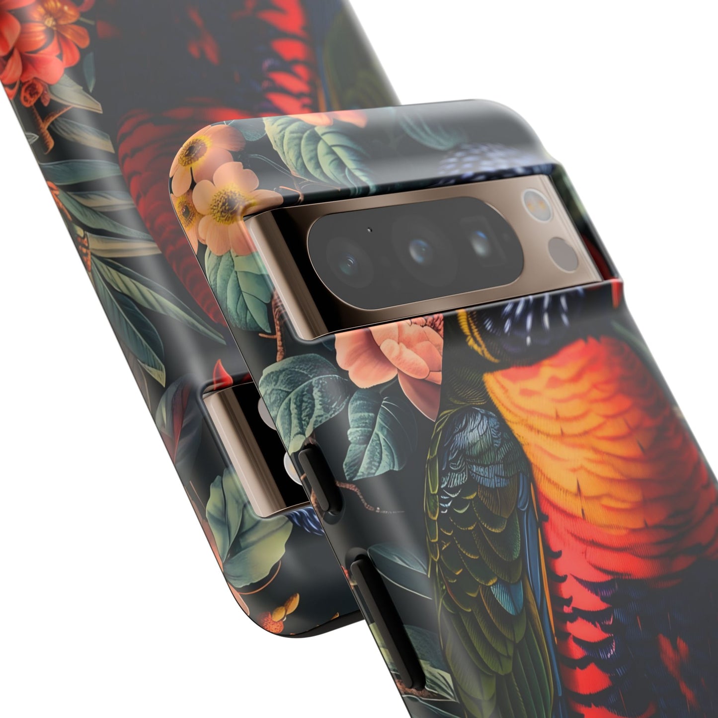 Tropical Parrot Phone Case, Floral Print Protector, Gift for Nature Lovers, Stylish Accessory for Summer, Unique Smartphone Cover