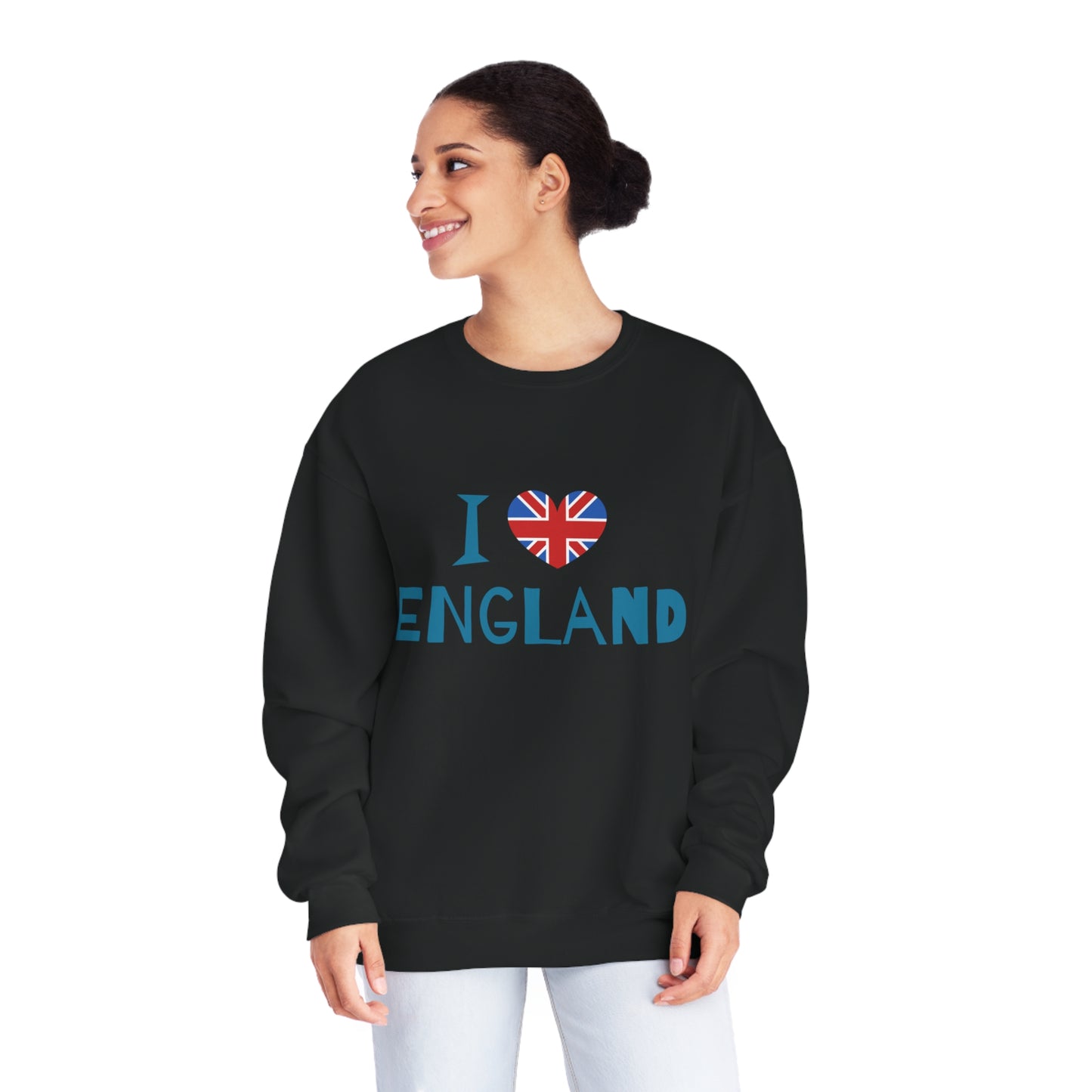 Unisex NuBlend® Crewneck Sweatshirt - I Love England - Union Jack Heart Design