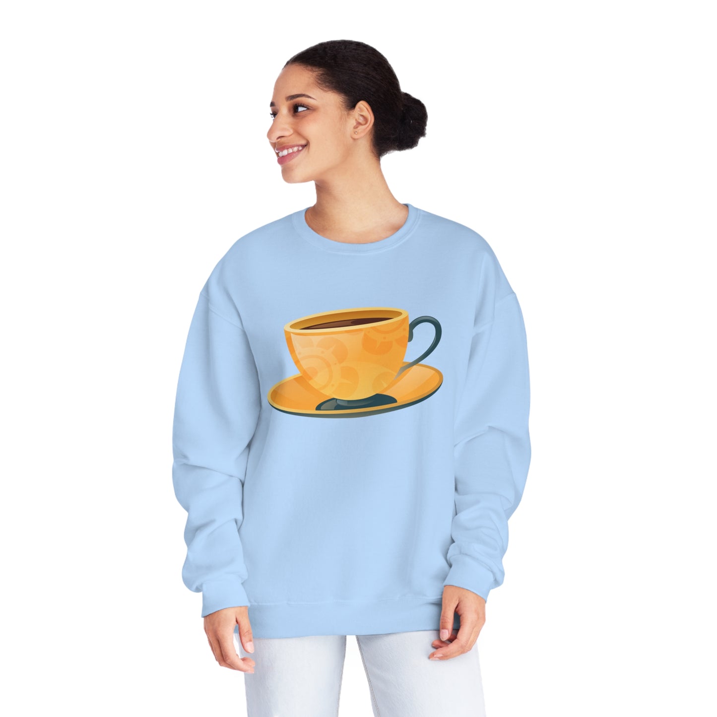 Unisex NuBlend® Crewneck Sweatshirt - Elegant British Tea Cup - Classic Tea Time Style