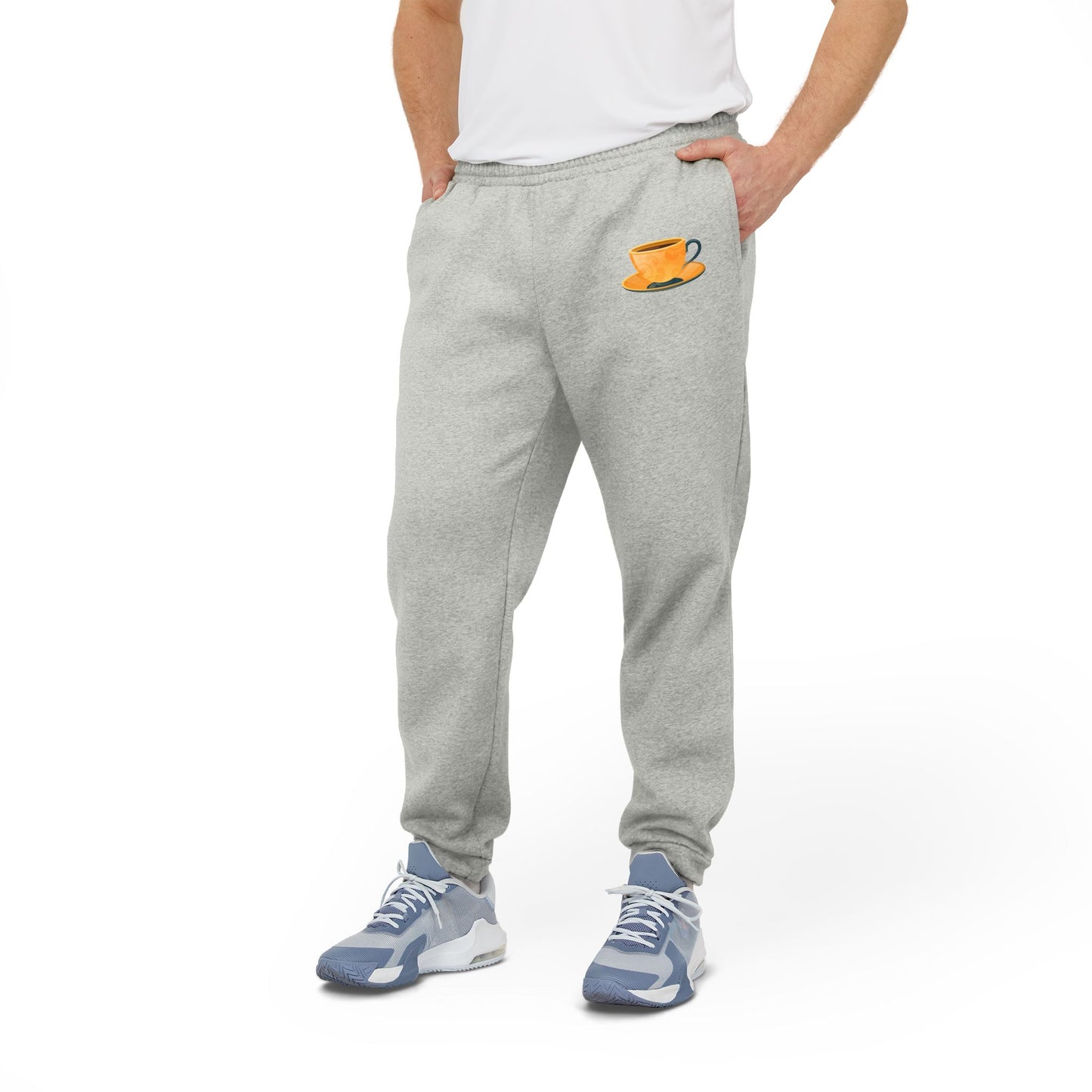 Cozy Adidas Unisex Fleece Joggers - Coffee Cup Design - Elegant British Tea Cup - Classic Tea Time Style