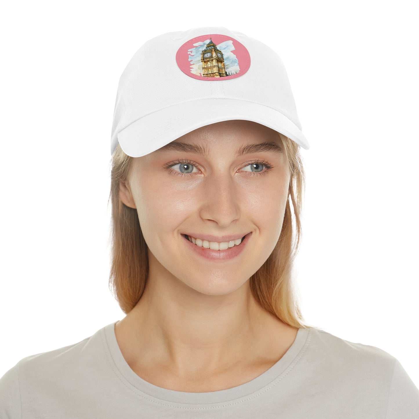 Watercolor Big Ben Dad Hat with Leather Patch, Casual Summer Hat, Gift for Dad, Travel Accessory, Birthday Gift, Outdoor Event Cap