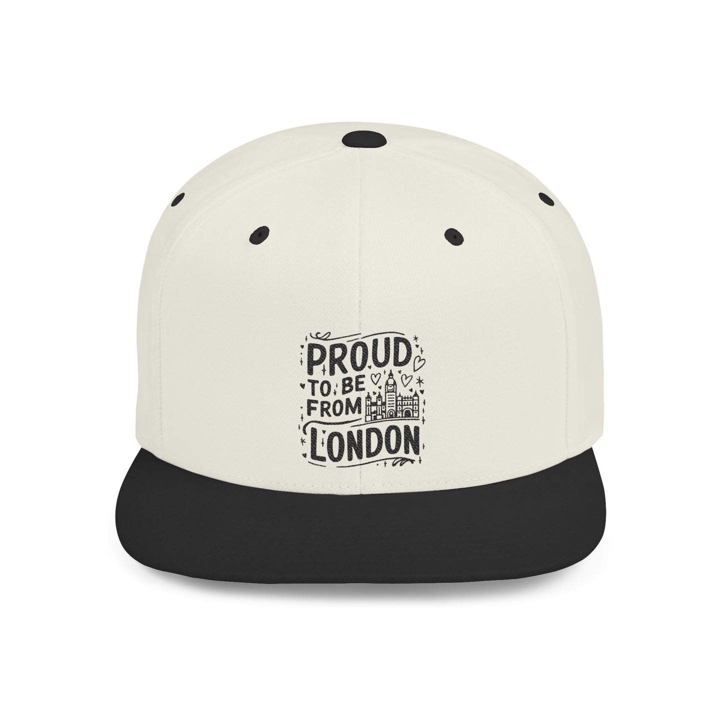 Proud London Flat Bill Snapback Hat, Stylish Cap, Casual Wear, Gift for Travelers, Trendy Accessories, Urban Fashion