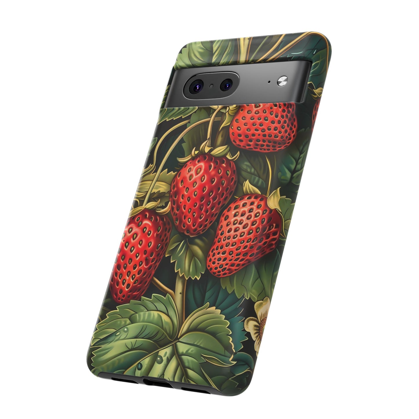 Strawberry Phone Case, Tough Berry Case, Floral Phone Cover, Cute Smartphone Shell, Nature-Inspired Gift