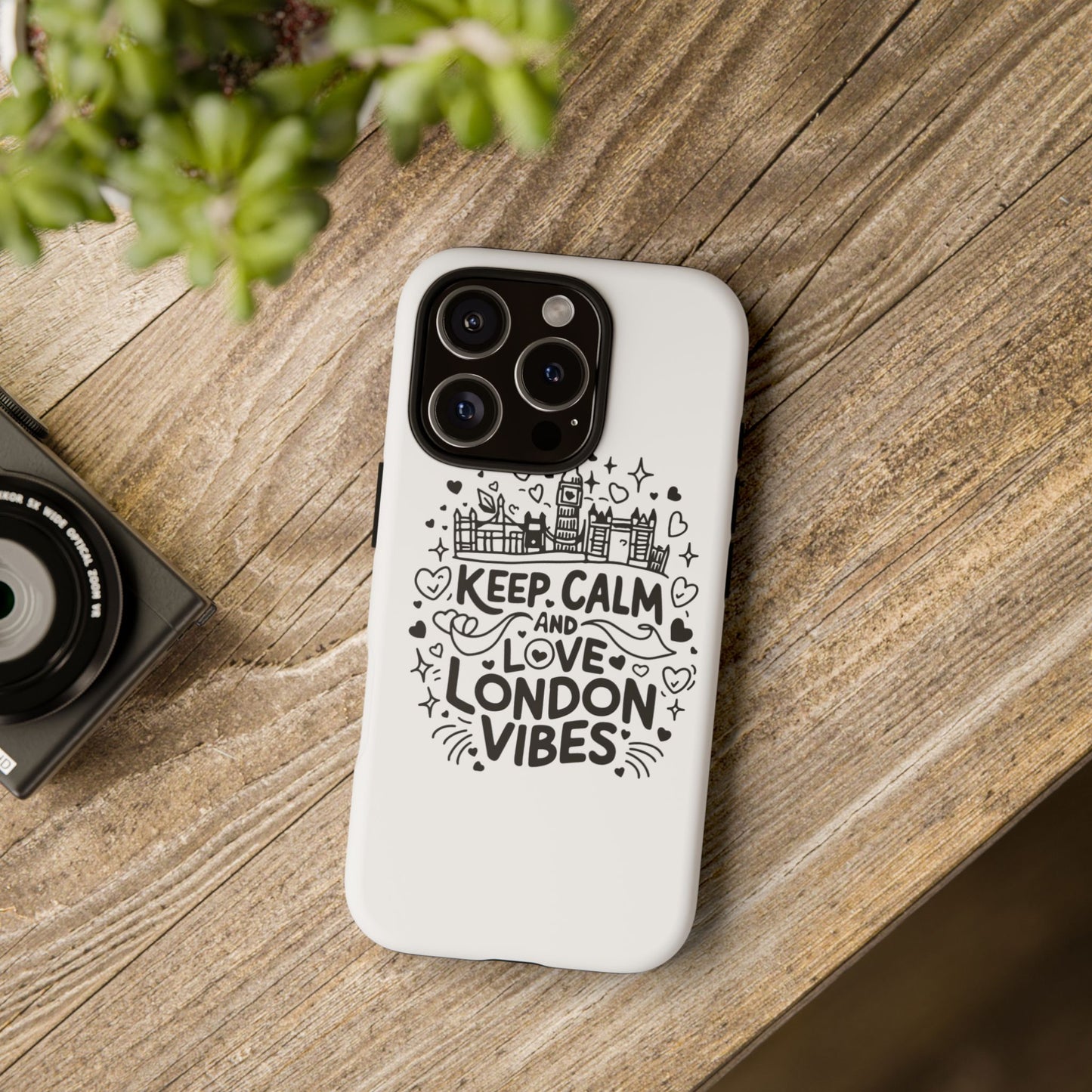 London Vibes Phone Case – Keep Calm Design, iPhone Accessories, Gift for Travelers, London Souvenir, Unique Cell Phone Cover