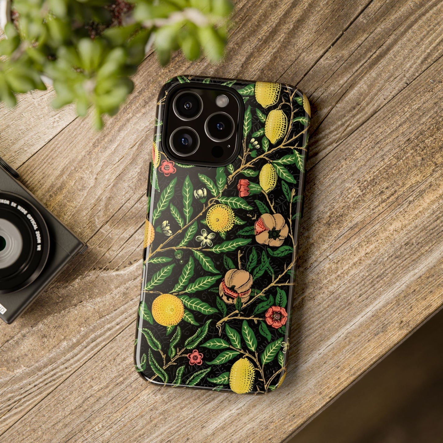 Tough Cases Phone Case, Floral Phone Cover, Tough Phone Protection, Gift for Plant Lovers, Black Background, Eco-Friendly Design