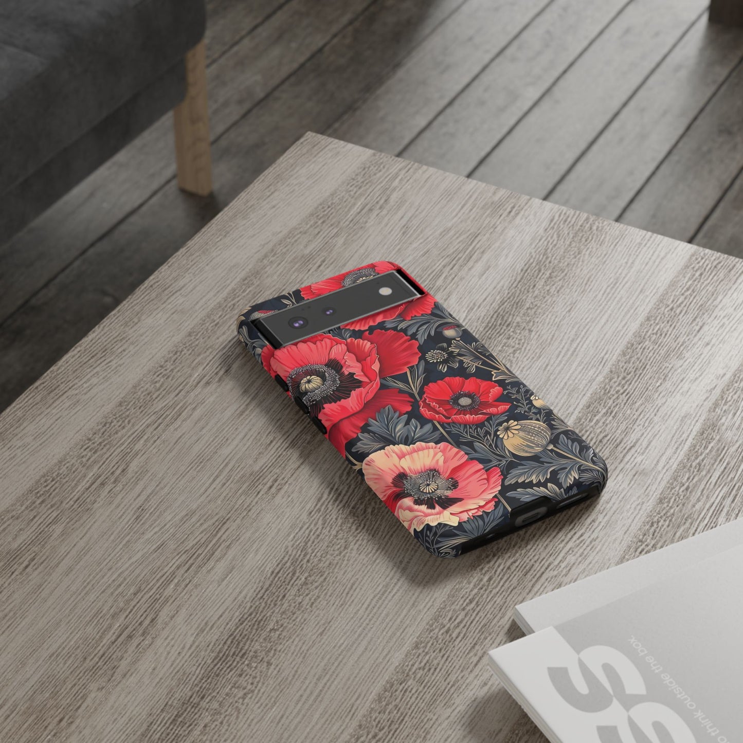 Floral Phone Case with Artistic Poppies, Tough Cases, Flower Design, Nature Lover Gift, Customizable Mobile Cover, Stylish Phone Accessories