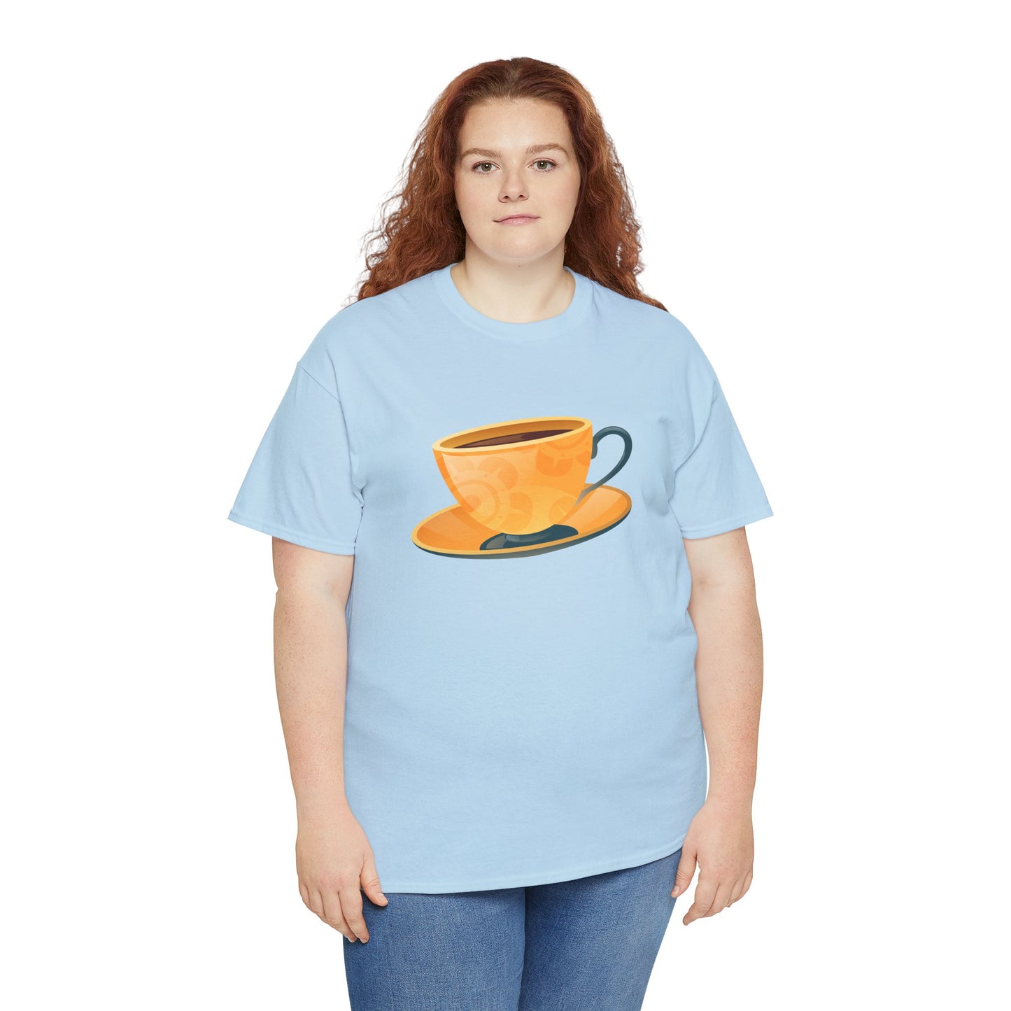 Unisex Heavy Cotton Tee - Elegant British Tea Cup - Classic Tea Time Style