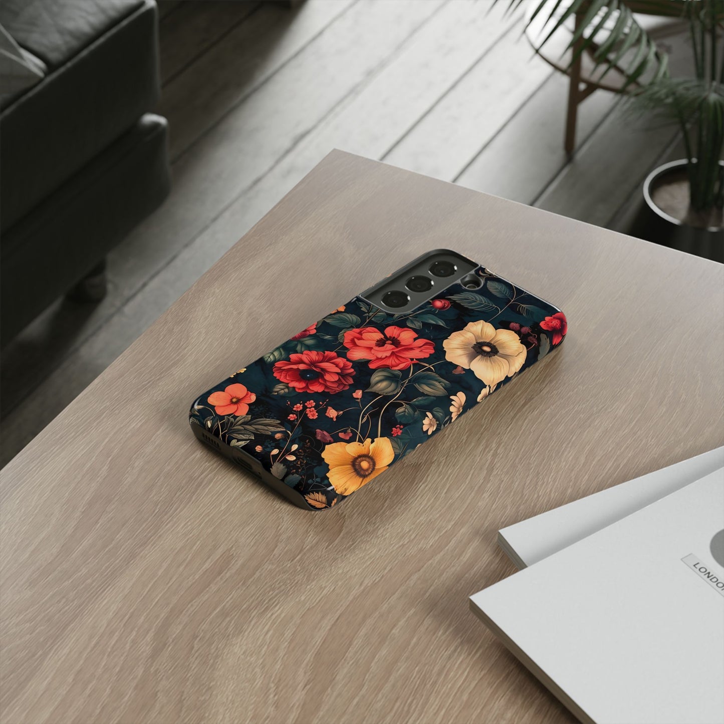 Floral Phone Case, Tough Cases, Flower Motif, Protective Cover, Gift for Her, Floral Design, Spring Accessory