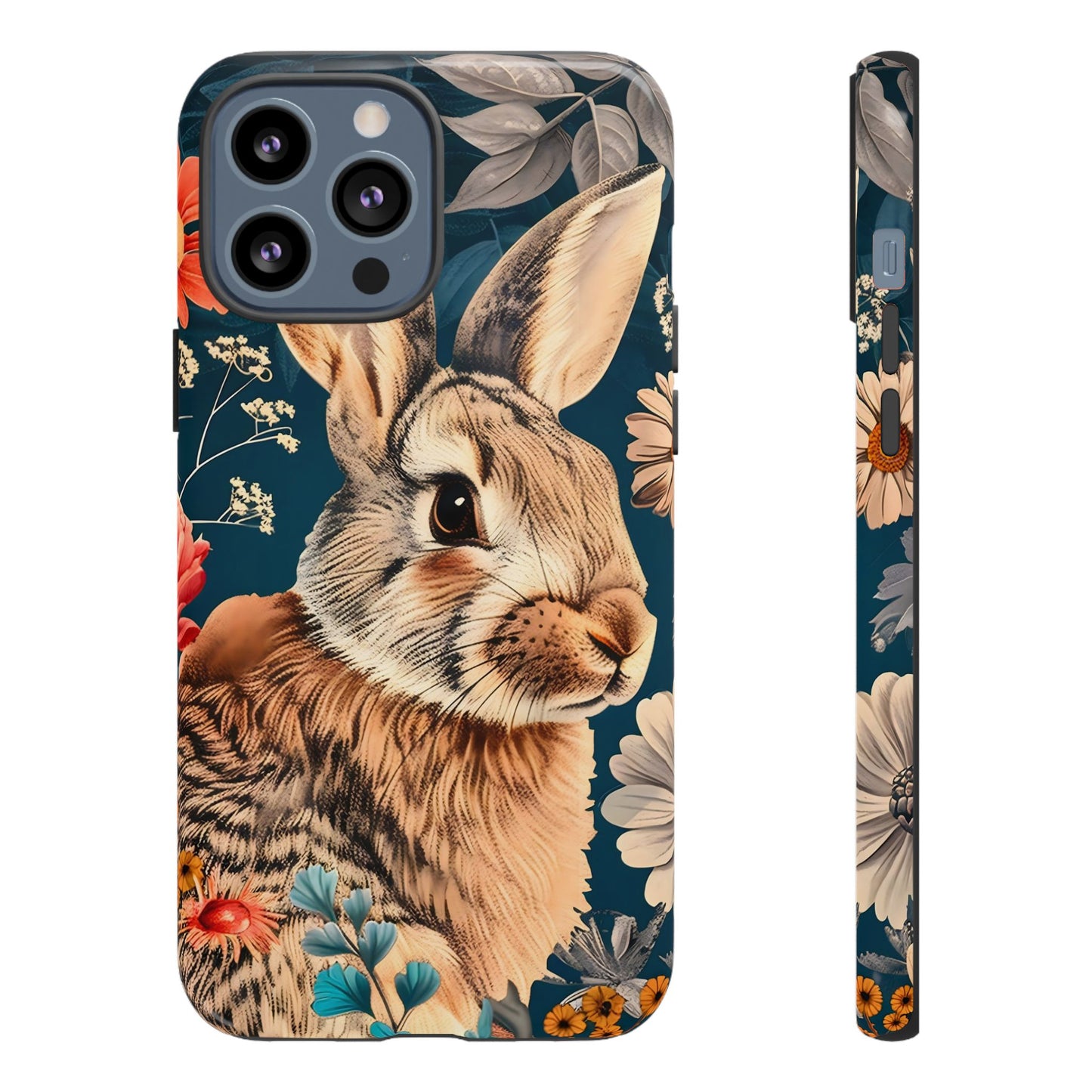 Floral Rabbit Phone Case, Cute Phone Cover, Tough Cases for Animal Lovers, Unique Gift for Birthdays, Nature-Themed Accessories