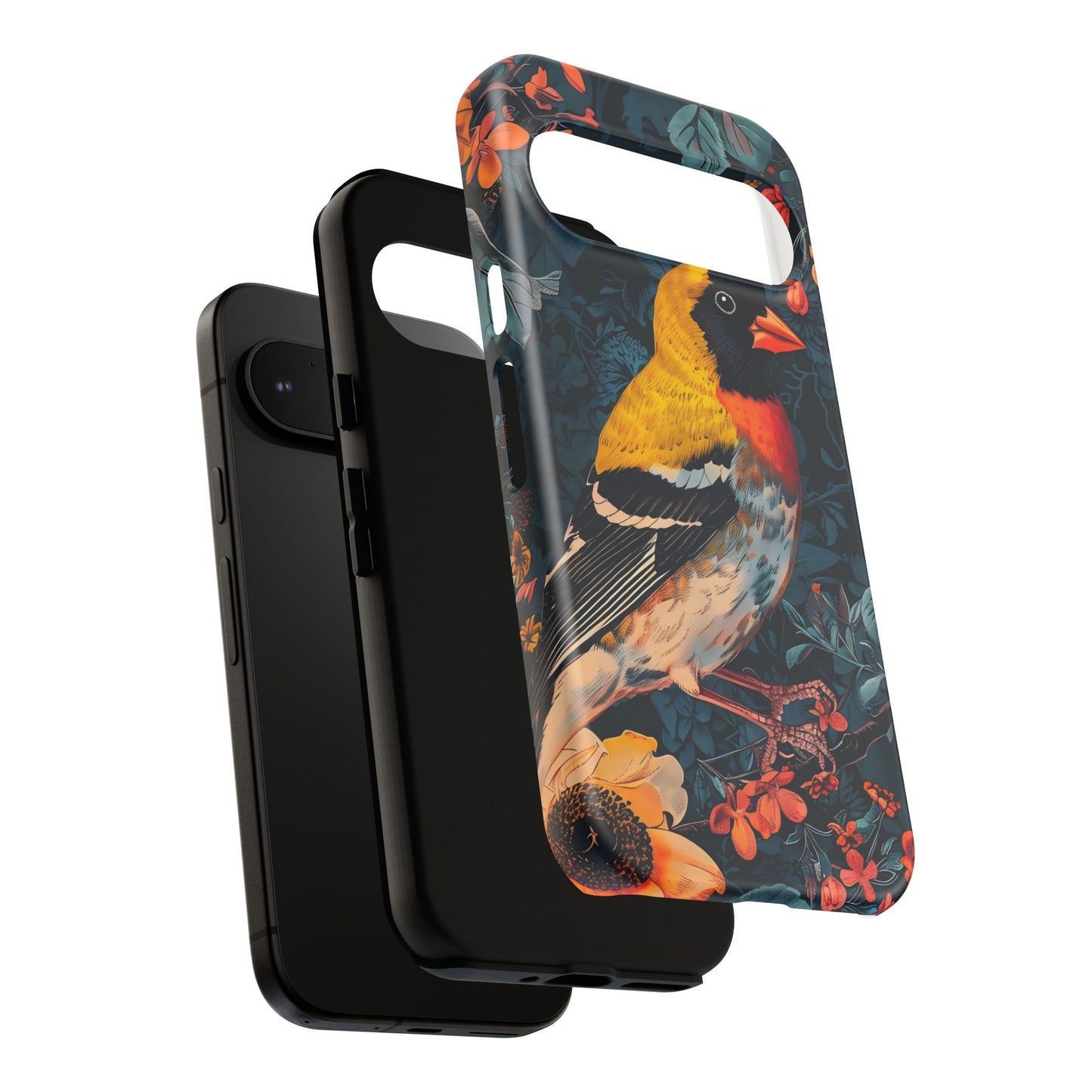 Colorful Bird Phone Case, Floral Phone Cover, Tough Phone Protector, Nature Lover Gift, Botanical Case, Unique Mobile Accessory