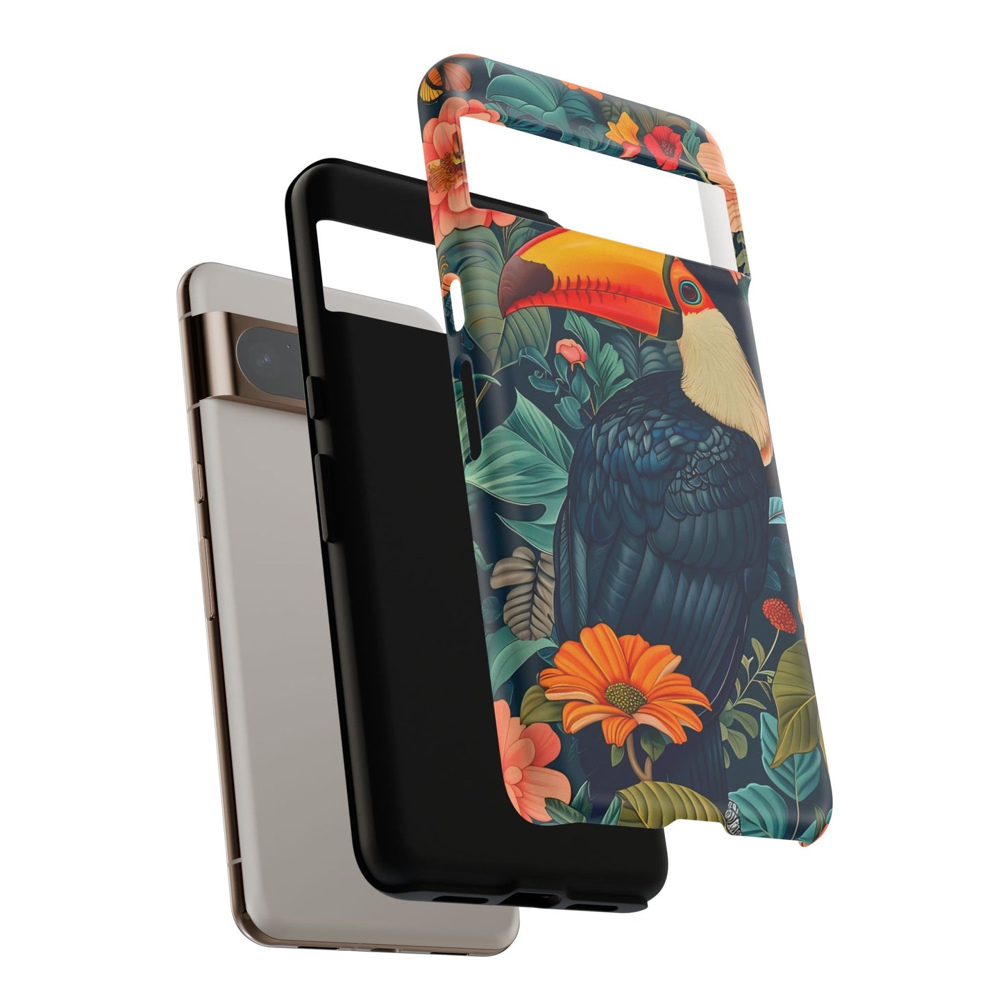 Tropical Toucan Phone Case - Cute Animal Design, Nature Lover Gift, Floral Pattern, Bird Lover Accessory, Summer Vibes