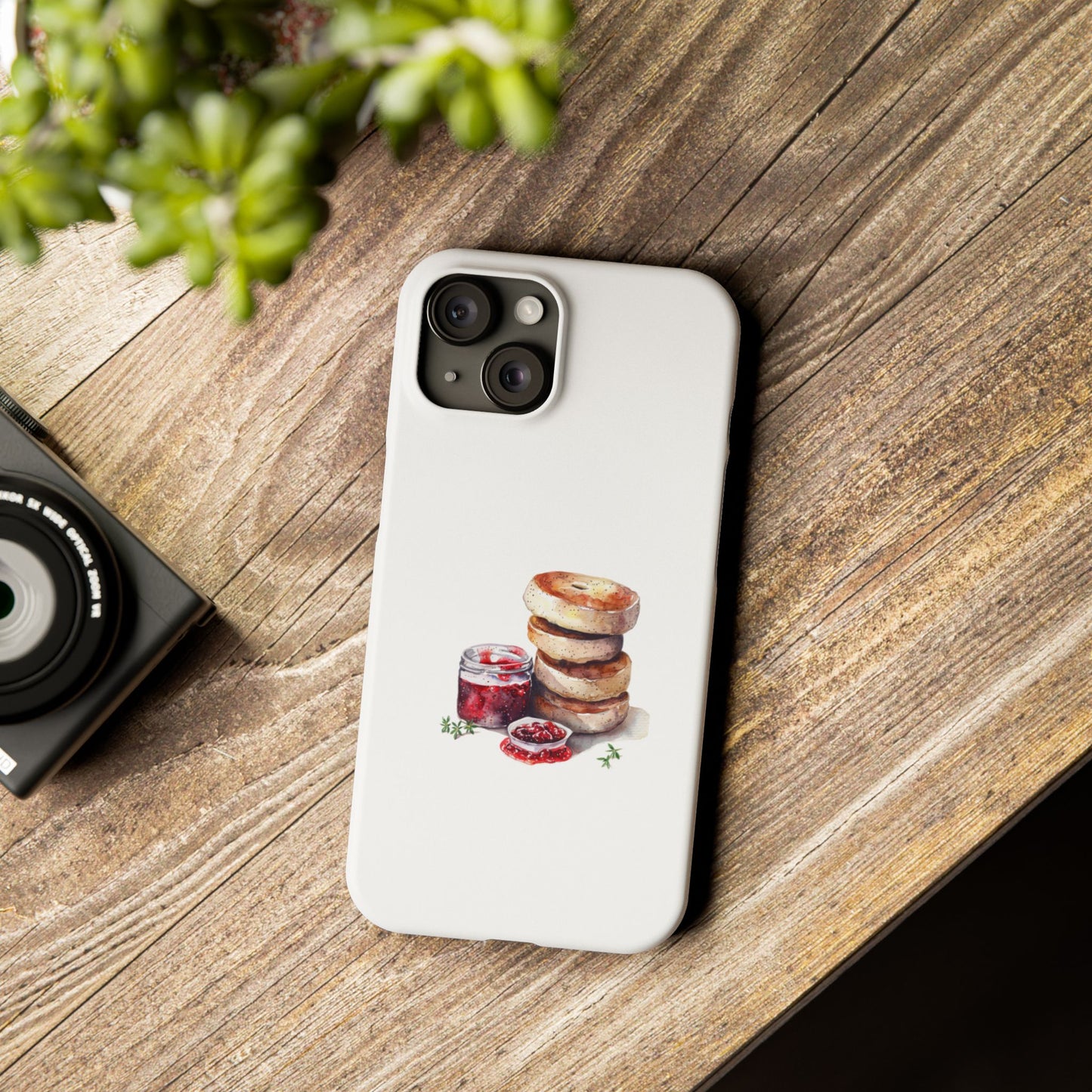Artisan Bagel Phone Case, Cute Slim Phone Cover, Foodie Gift, Stylish Cell Case, Breakfast Lover's Accessory