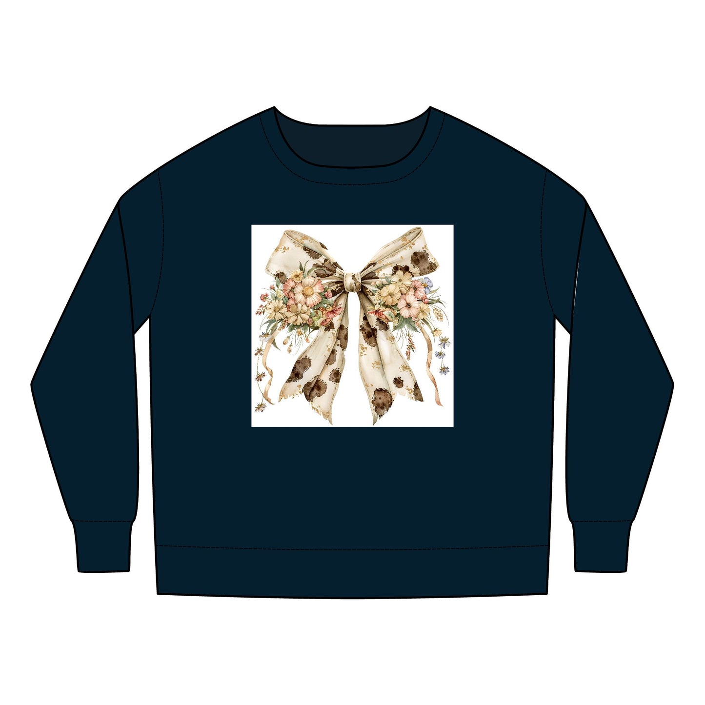 Toddler Sweatshirt - Western Floral Bow with Cow Pattern Aesthetic - Cozy & Adorable Kids Apparel