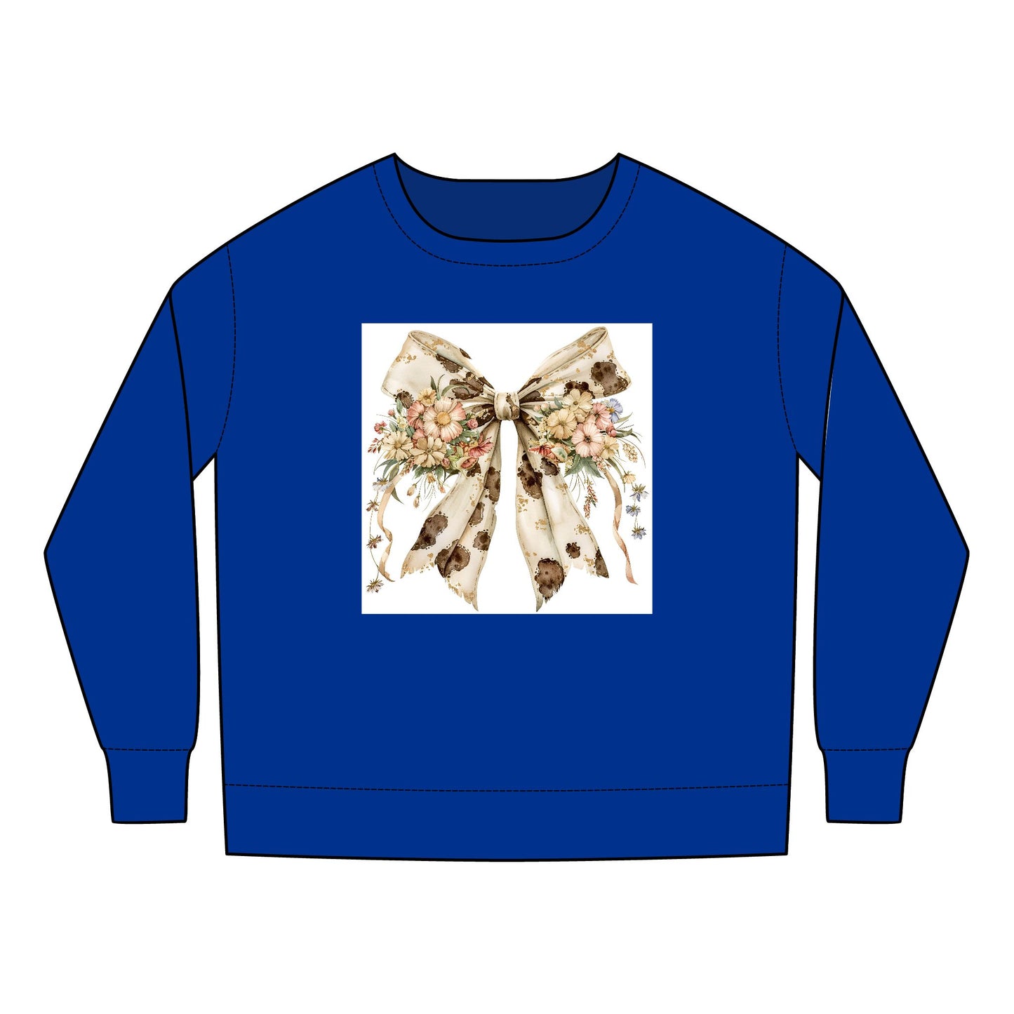 Toddler Sweatshirt - Western Floral Bow with Cow Pattern Aesthetic - Cozy & Adorable Kids Apparel