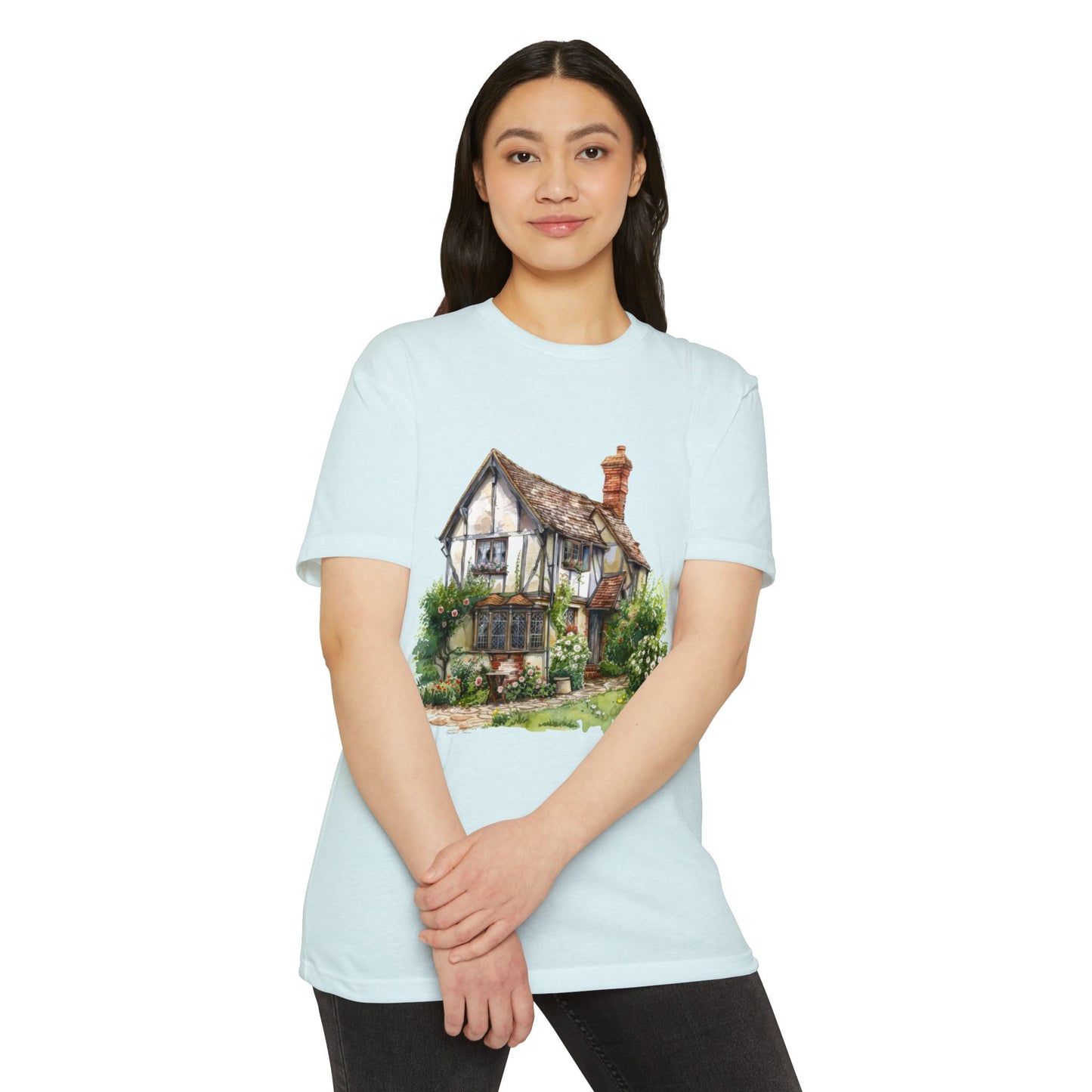 Unisex CVC Jersey T-shirt - From Thatched Roofs to Stone Walls - British Village Houses