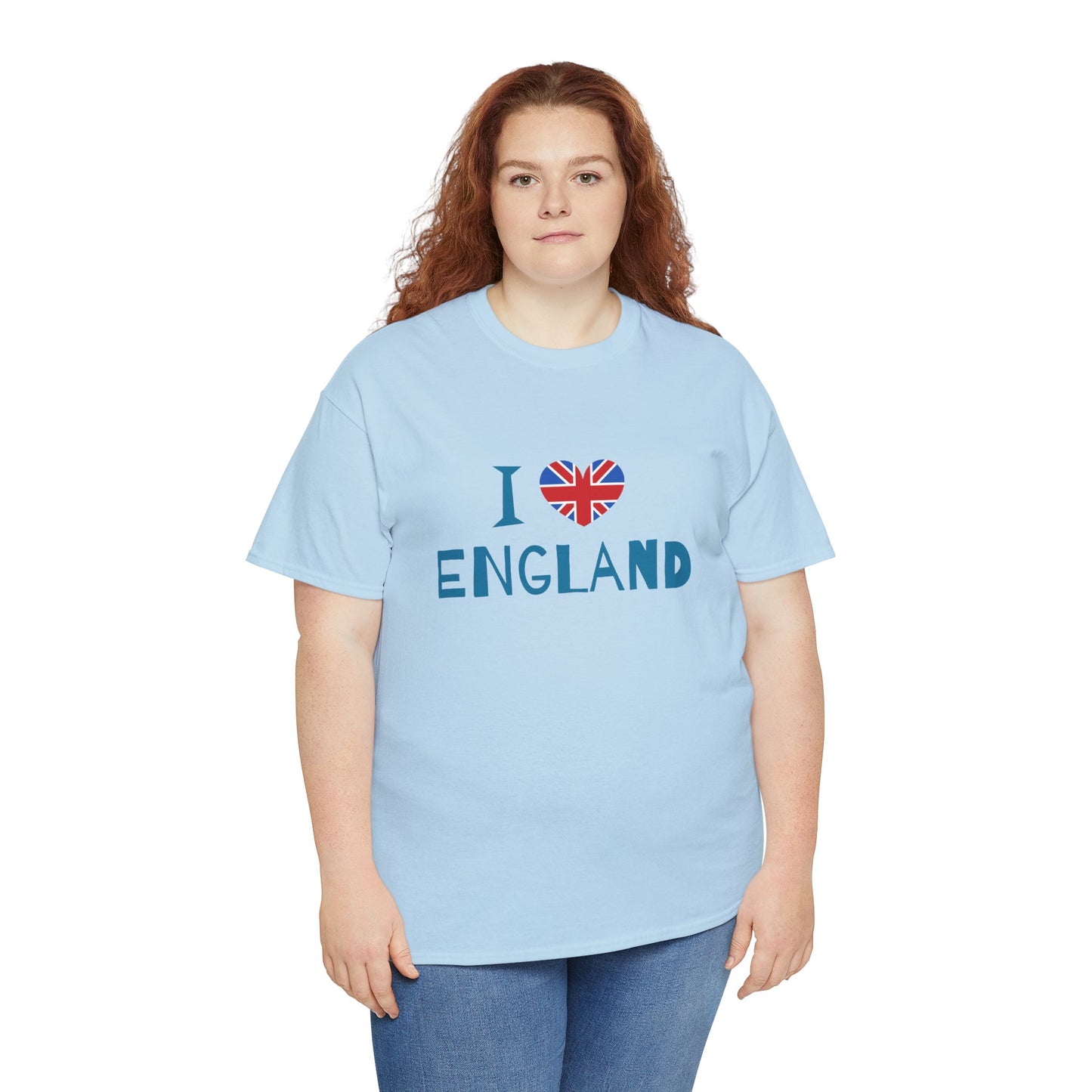 Unisex Heavy Cotton Tee - I Love England - Union Jack Heart