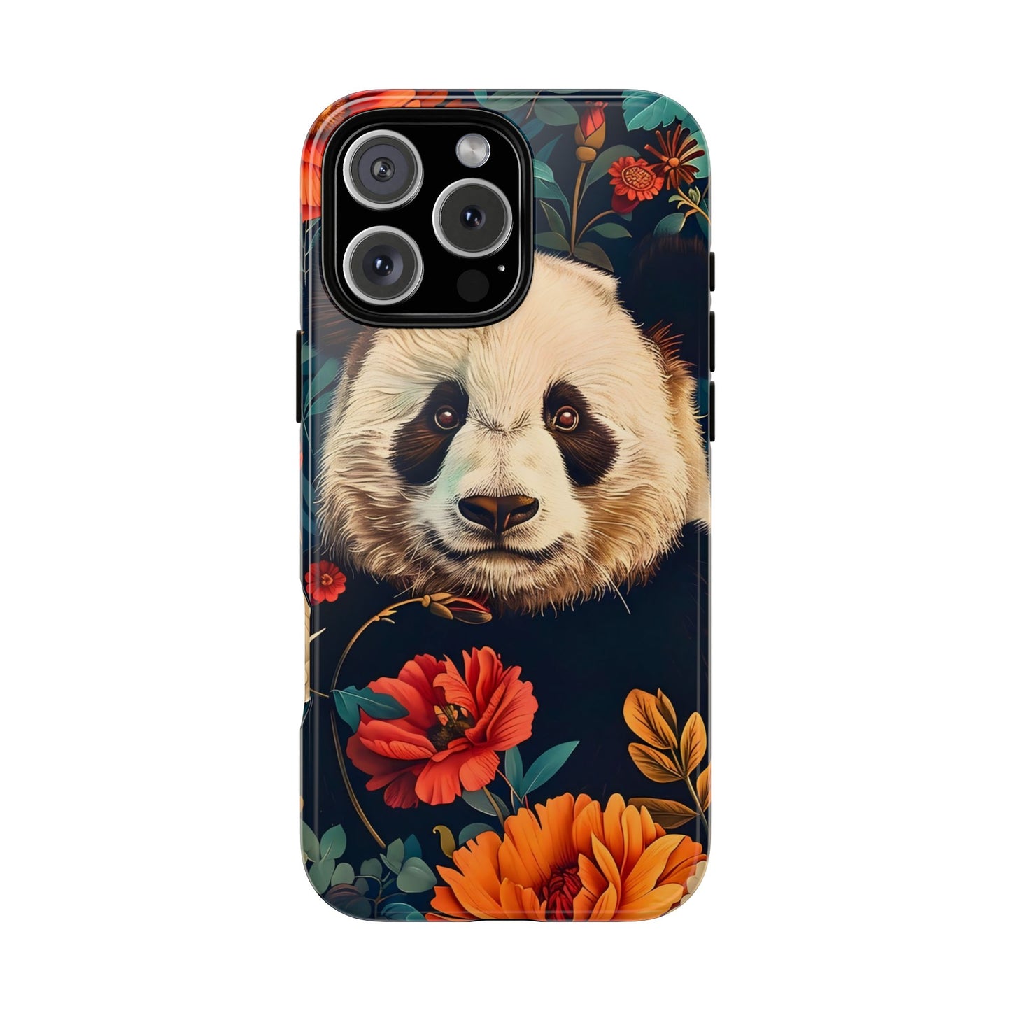Panda Floral Phone Case, Tough Cases, Cute Animal Case, Floral Design, Gifts for Animal Lovers, Phone Accessories