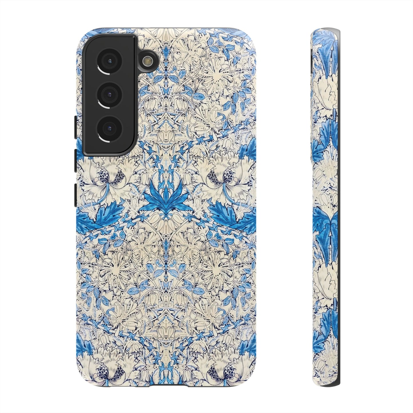 Elegant Floral Phone Case, Tough iPhone Cover, Stylish Mobile Protector, Blue Patterned Case, Unique Gift for Her