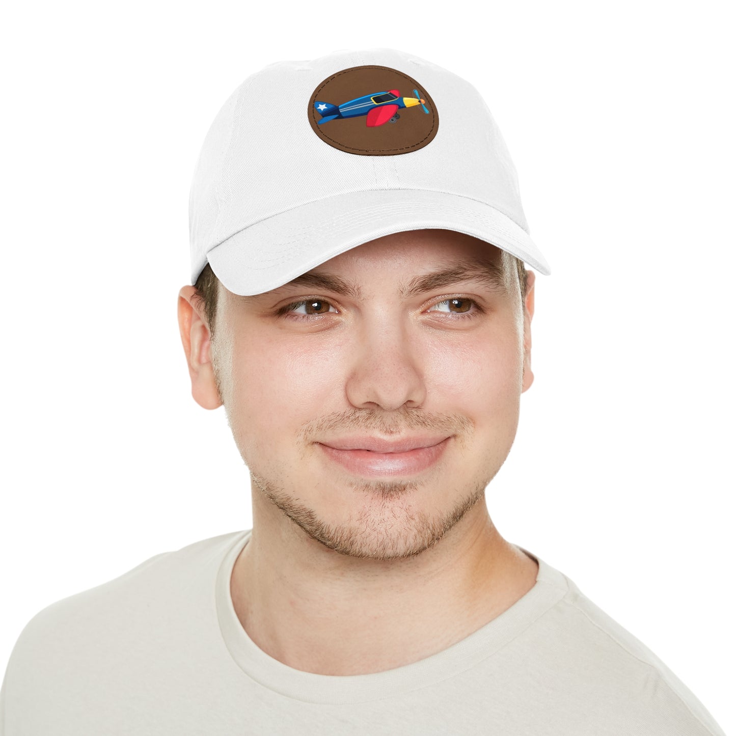 Vintage Aeroplane Dad Hat with Leather Patch (Round)