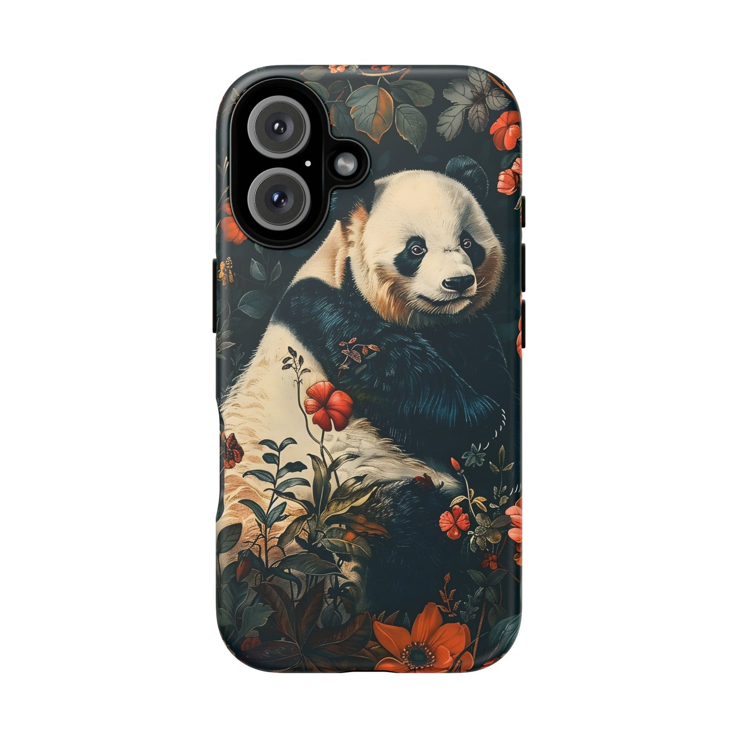 Panda Phone Case, Floral Design Phone Cover, Cute Panda Gift, Nature-Inspired Case, Animal Lover Accessory