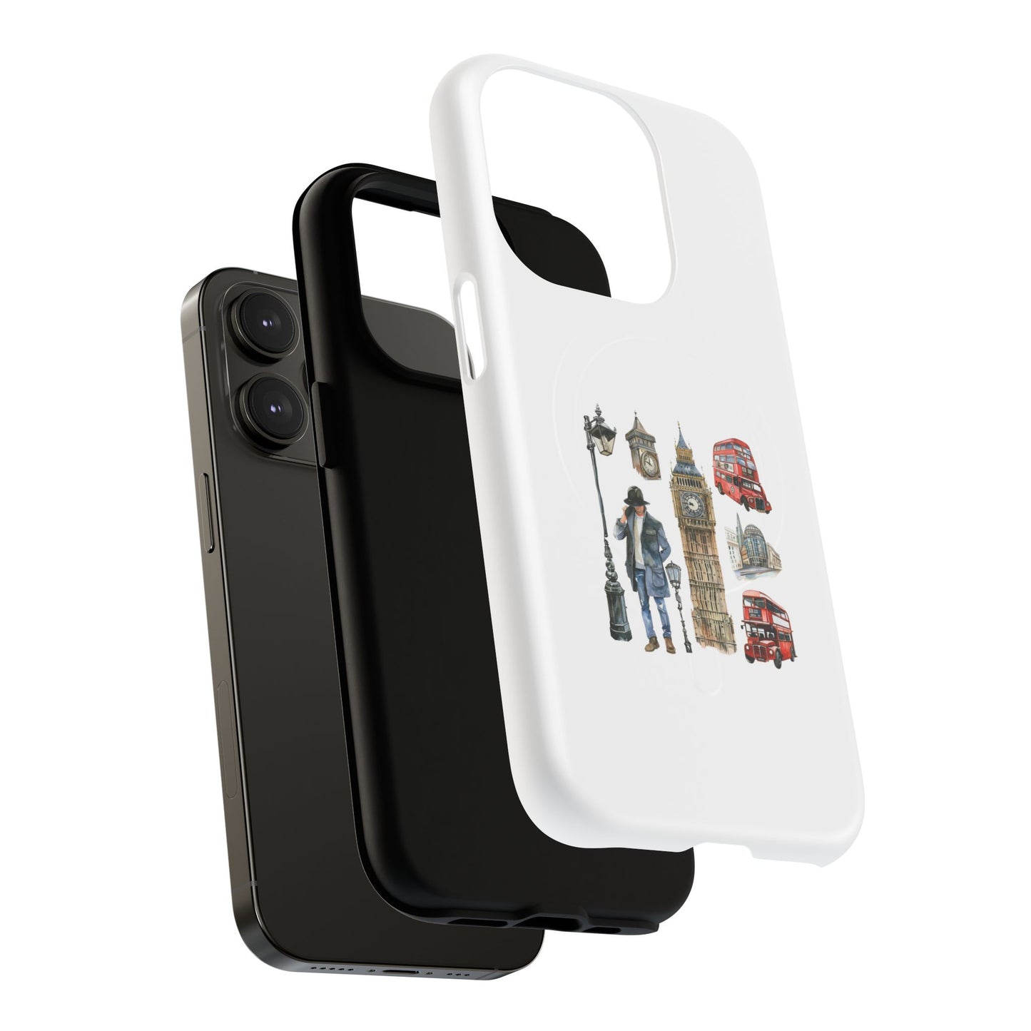 London-Themed Tough Magnetic Phone Case, Durable iPhone Cover, Gift for Travelers, Unique Cell Phone Accessories