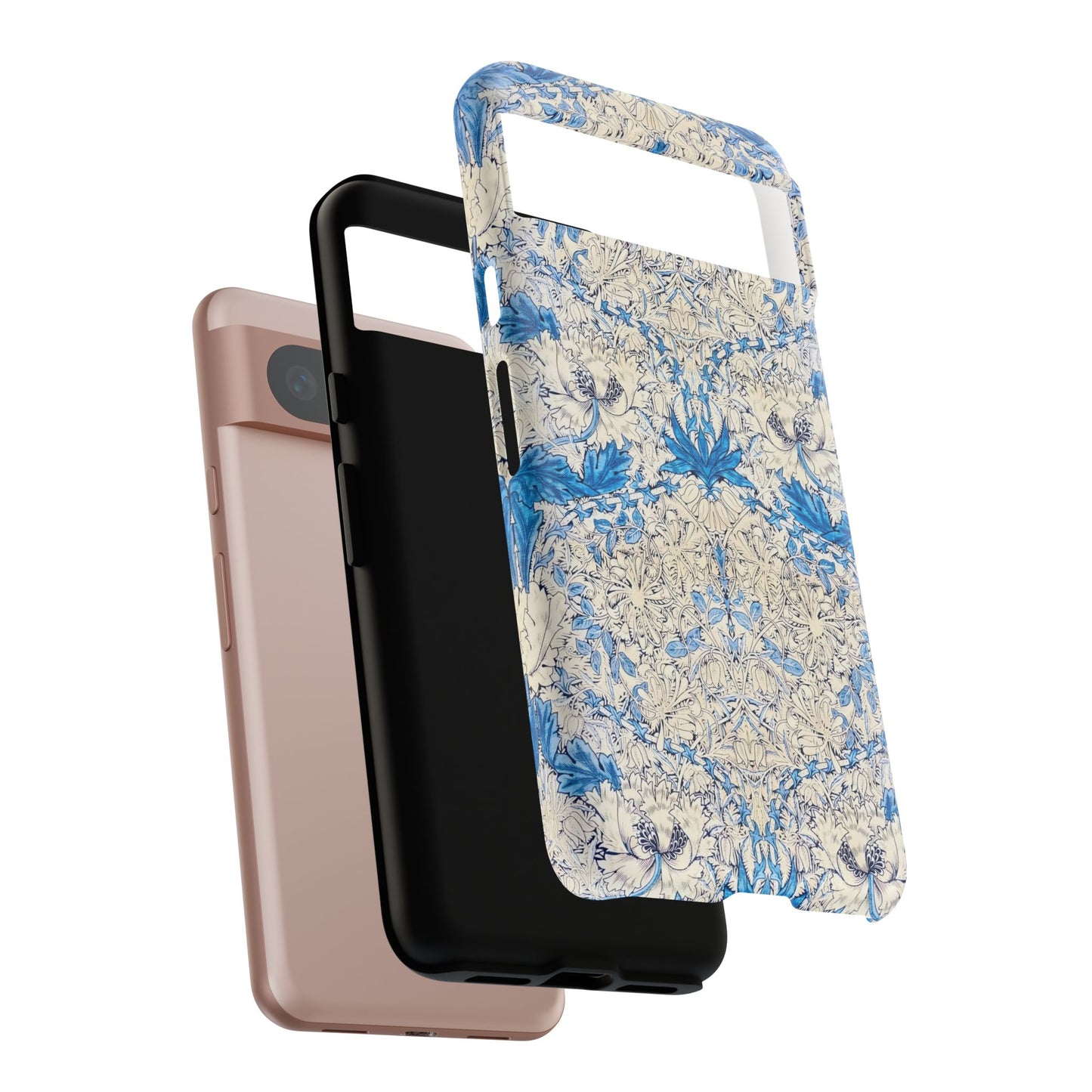 Elegant Floral Phone Case, Tough iPhone Cover, Stylish Mobile Protector, Blue Patterned Case, Unique Gift for Her