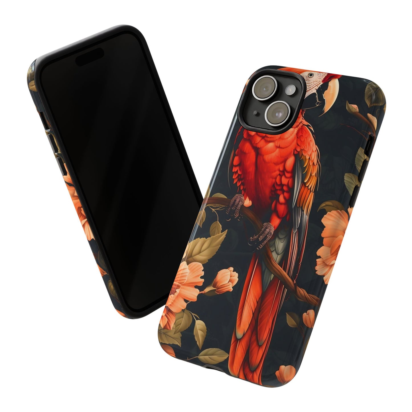 Vibrant Tropical Phone Case with Parrot Design, Bird Lovers Gift, Floral Phone Cover, Nature Inspired Accessories, Tough Cases