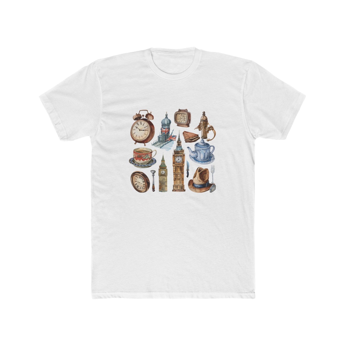Vintage England Icons Luxurious Unisex Cotton Crew Tee