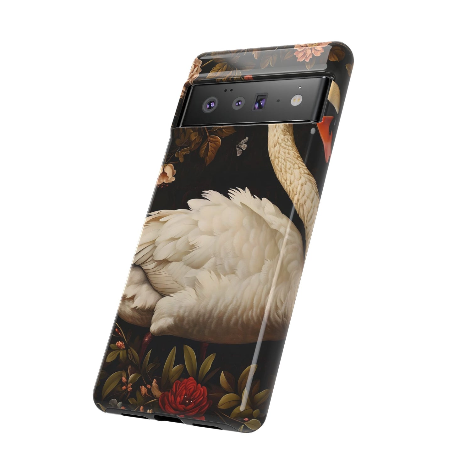 Elegant Swan Phone Case, Floral iPhone Cover, Tough Phone Case, Gift for Her, Nature Lover, Mother's Day, Birthday