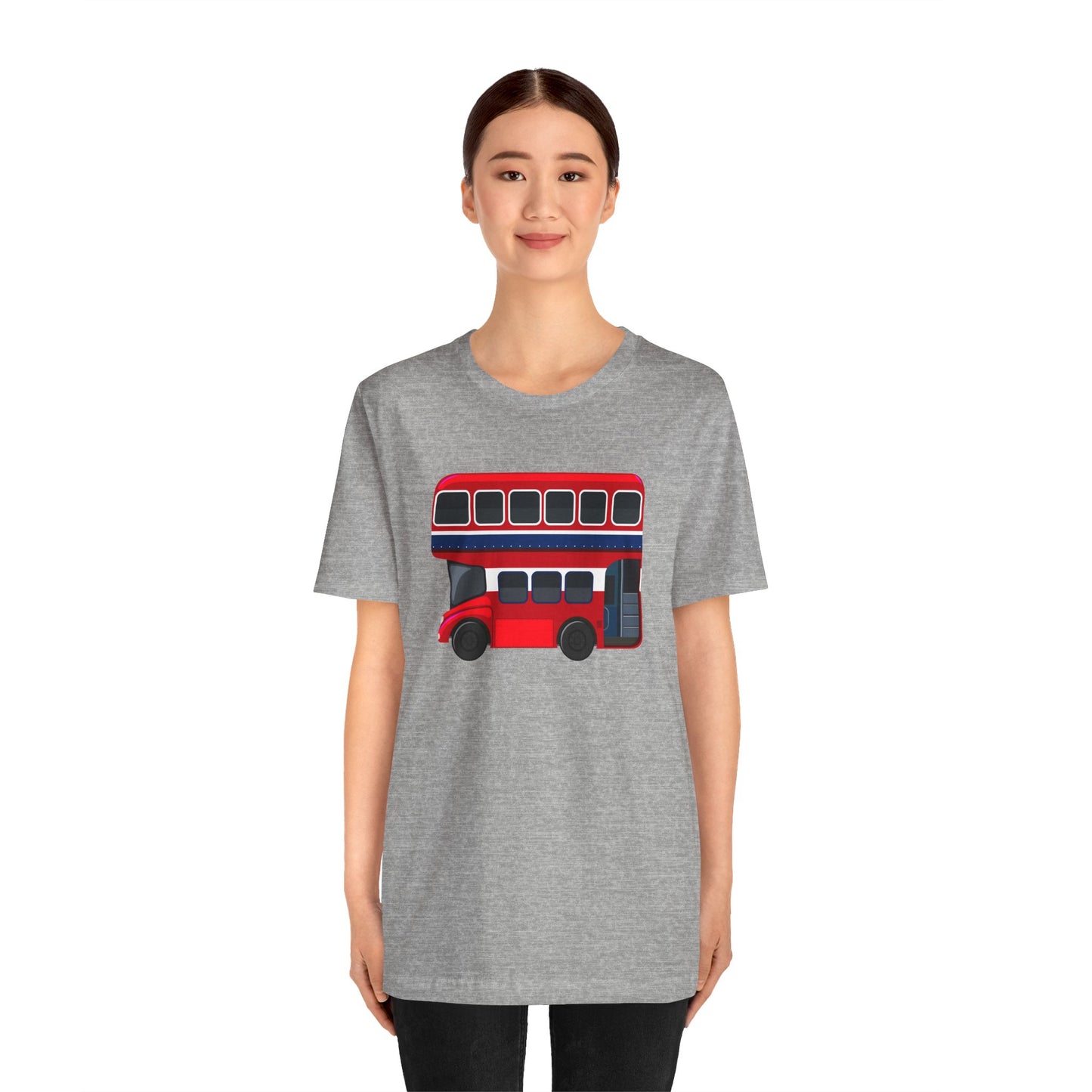 Unisex Jersey Short Sleeve Tee - London Transport English Bus - Iconic Red Double-Decker
