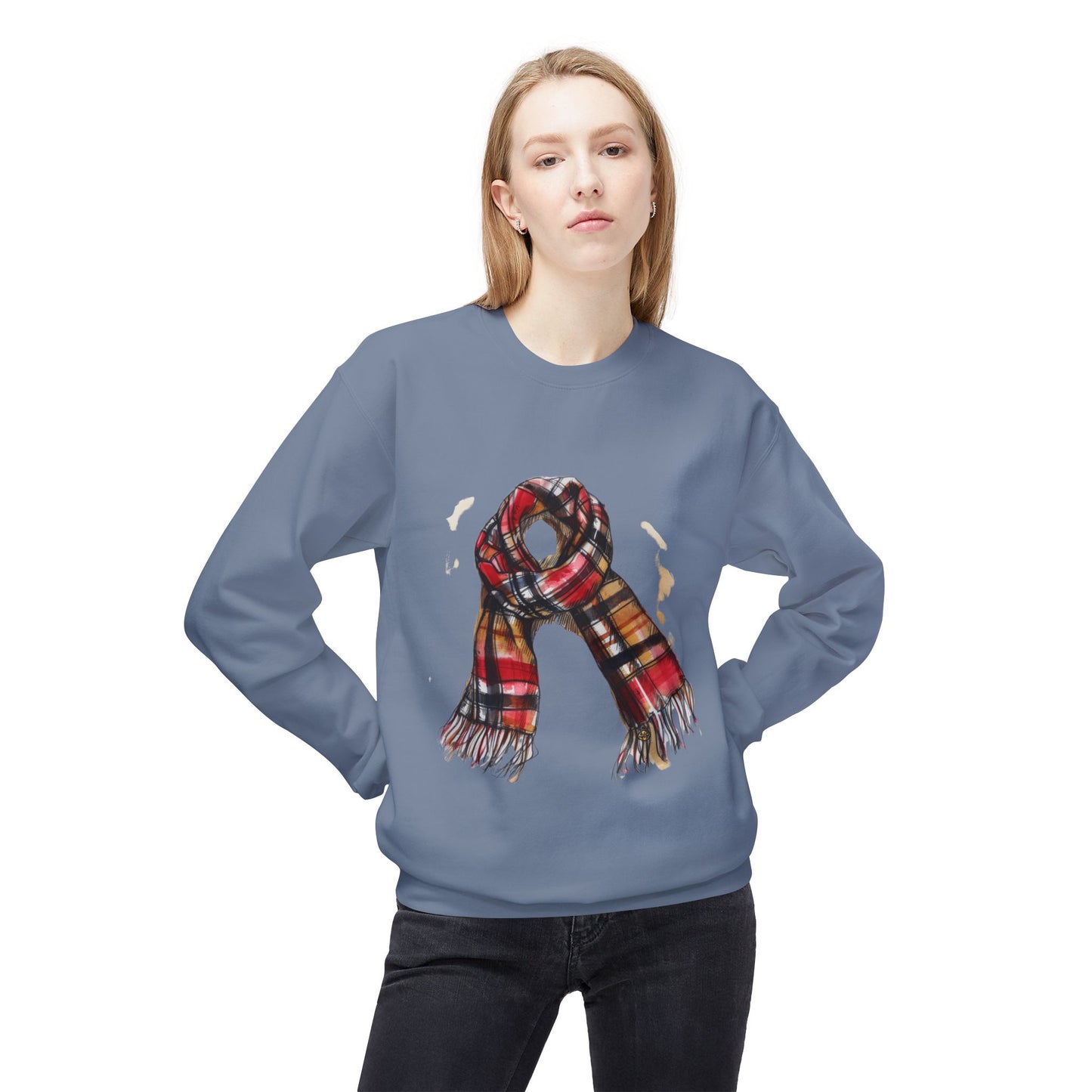 Unisex Midweight Softstyle Fleece Crewneck Sweatshirt - Plaid British Scarf - Timeless Style and Classic Elegance