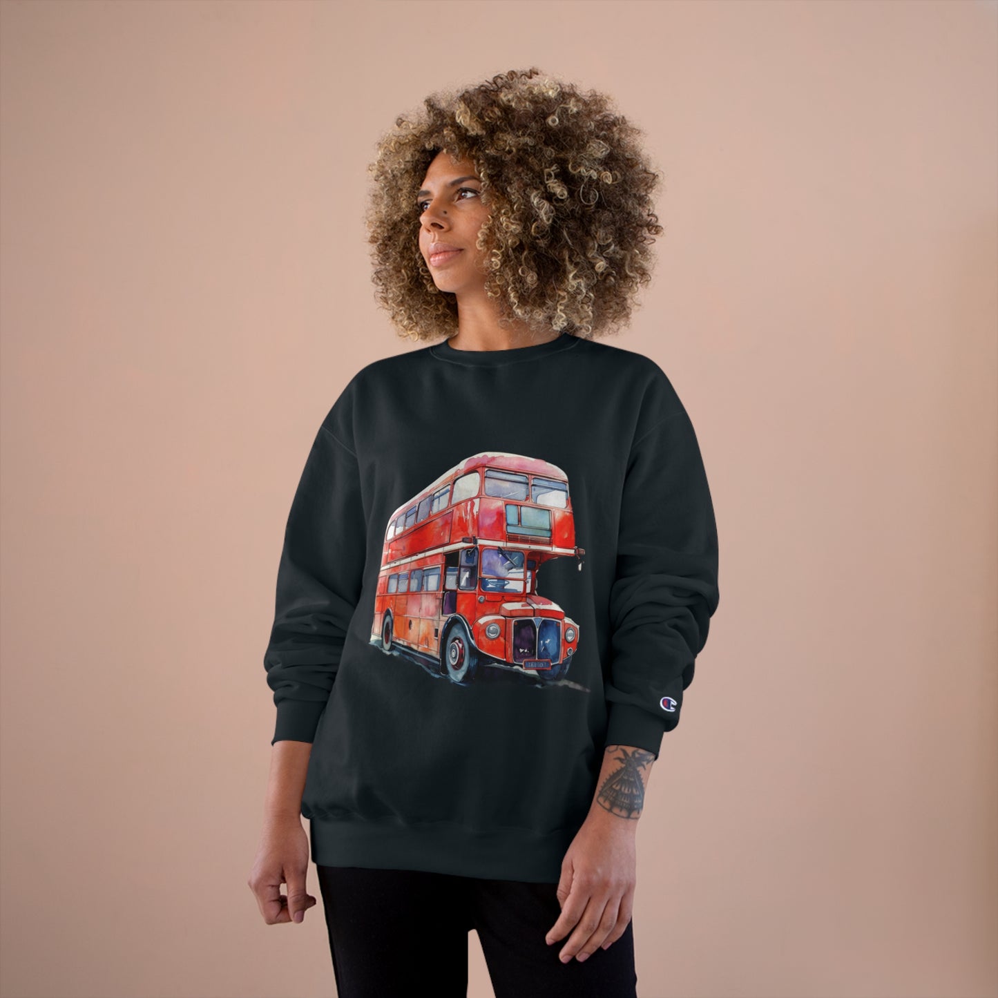 Champion Sweatshirt - London Transport English Bus - Iconic Red Double-Decker Design