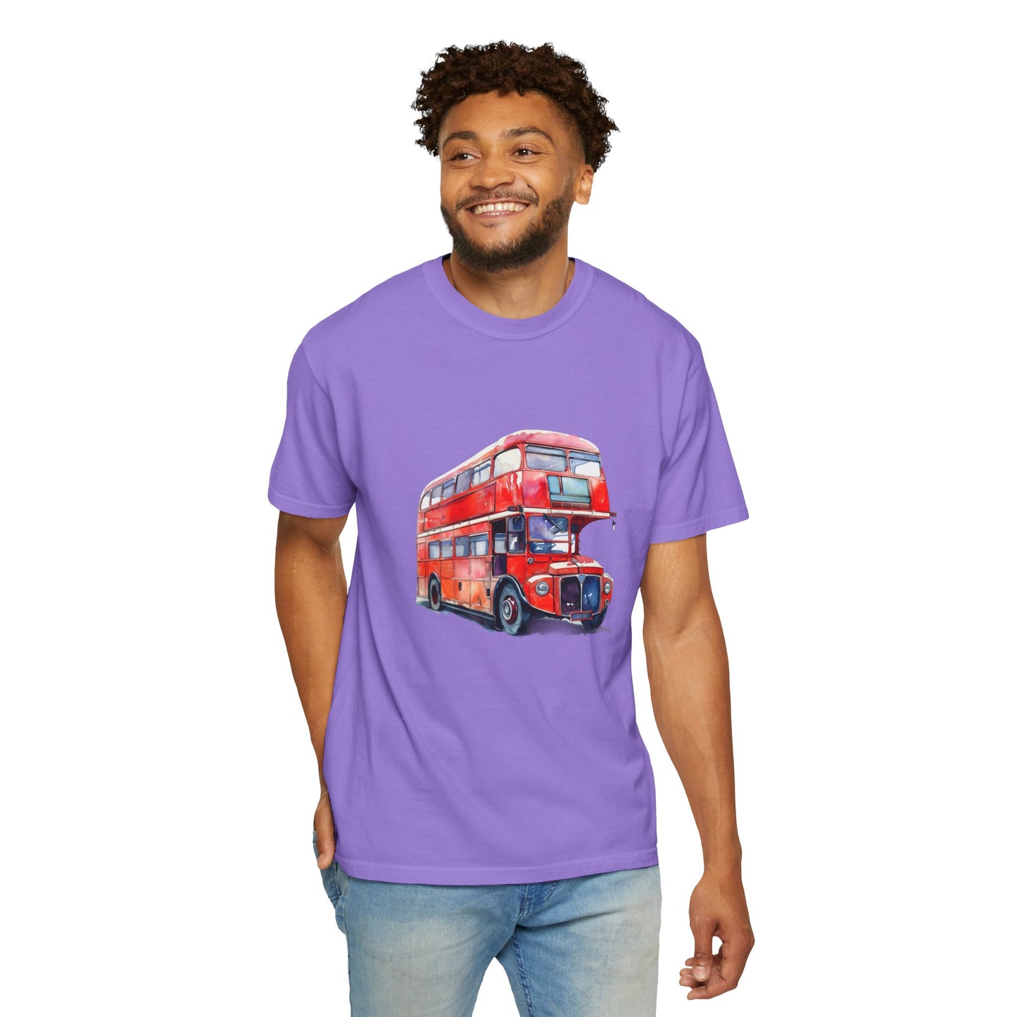 Unisex Garment-Dyed T-shirt - Timeless London Transport: The Red Bus
