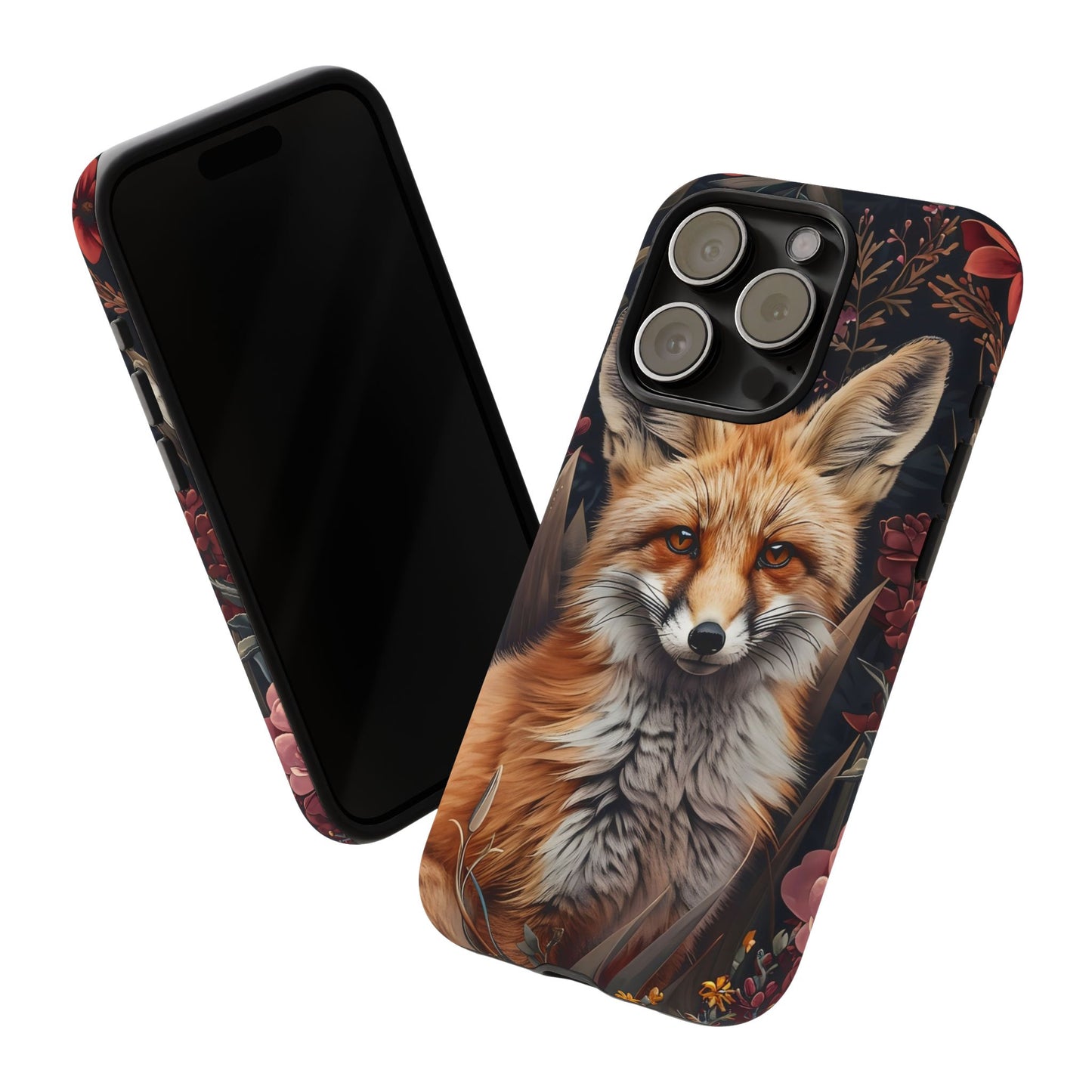 Fox Floral Phone Case, Tough Cases for Animal Lovers, Nature Themed Gift, Cute Phone Cover, Wild Fox Protector
